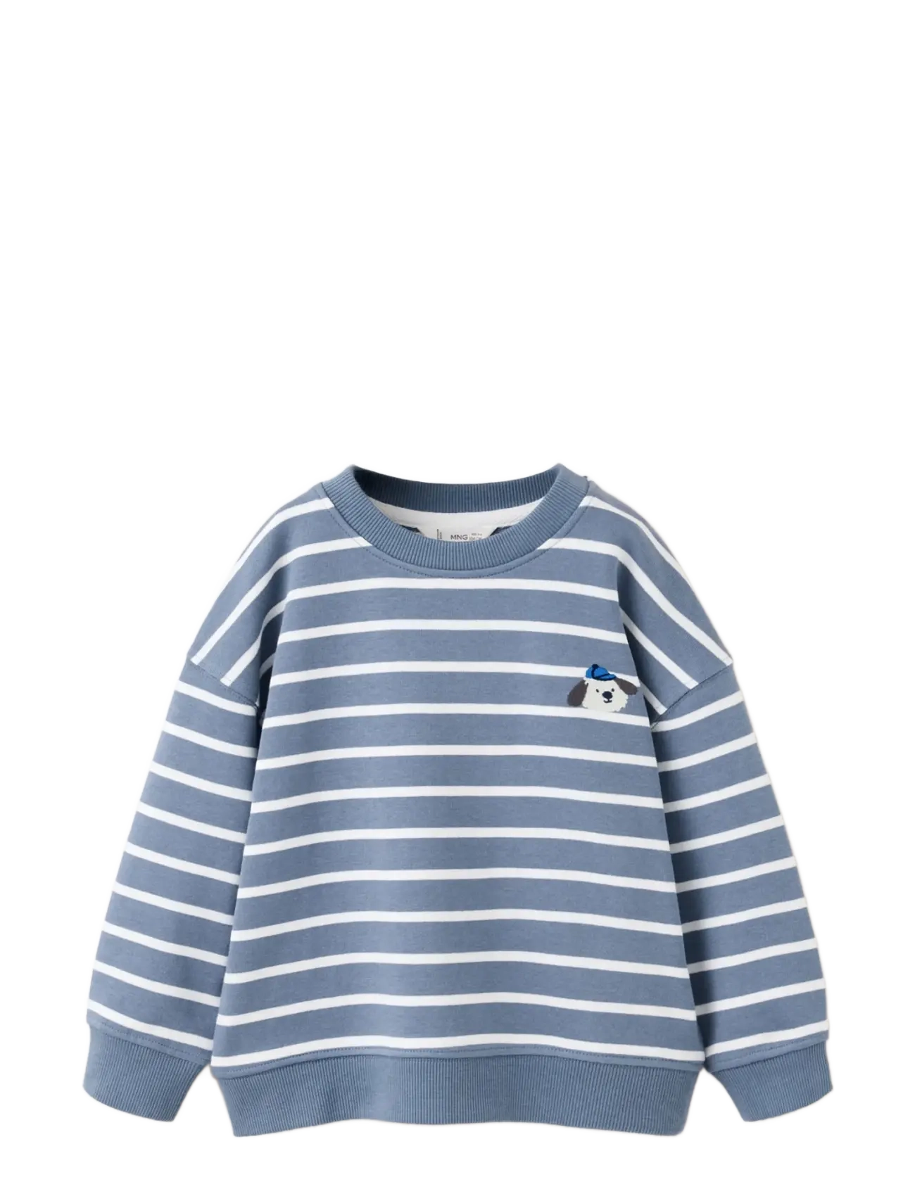 Mango - Striped cotton sweatshirt with embroidery - sweatshirts - medium blue - 1