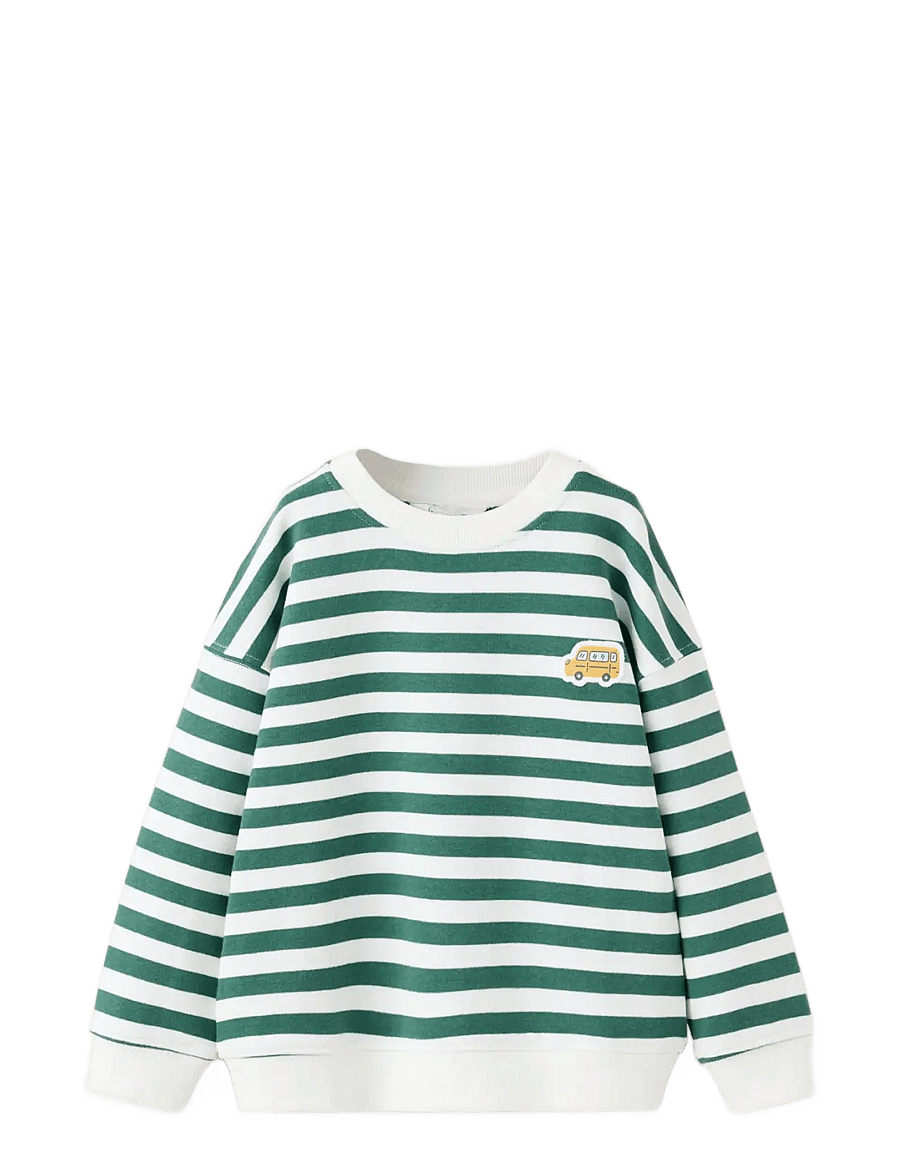 Mango - Striped cotton sweatshirt with embroidery - sweatshirts - natural white - 0