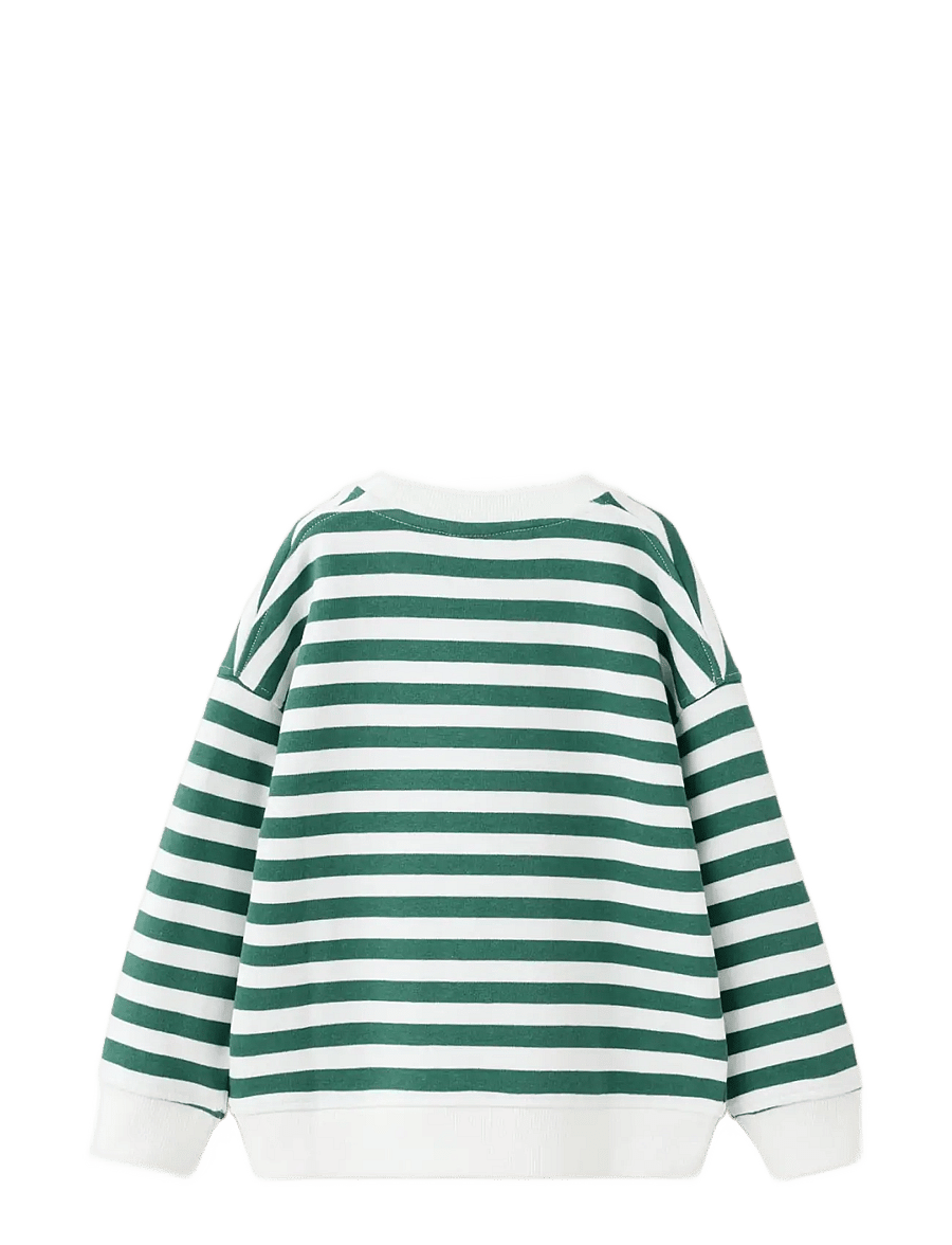 Mango - Striped cotton sweatshirt with embroidery - sweatshirts - natural white - 1