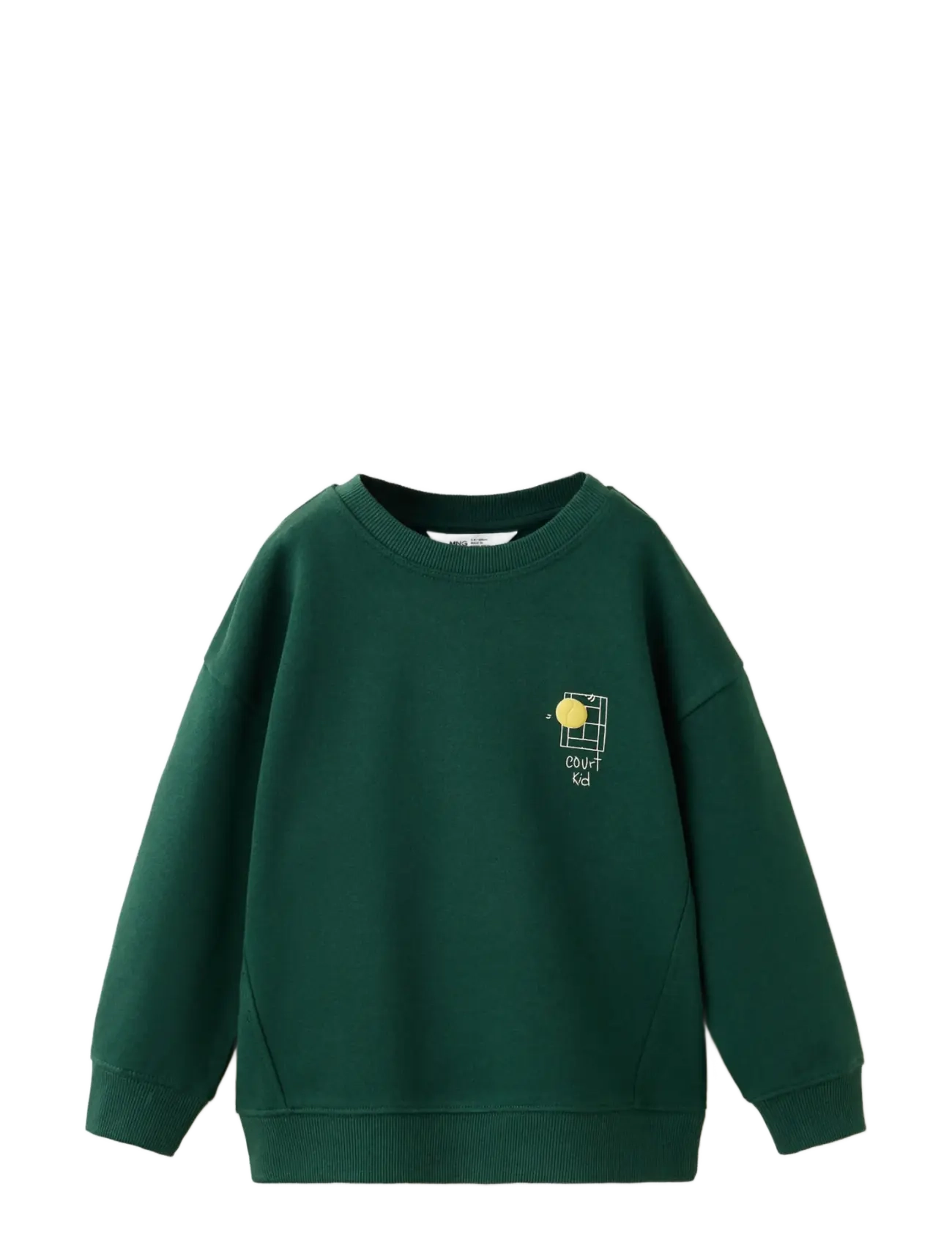 Mango 100% Cotton Sweatshirt With Trainers Design, Børn, Tennis Sweatshirt, Grøn, Str: 104