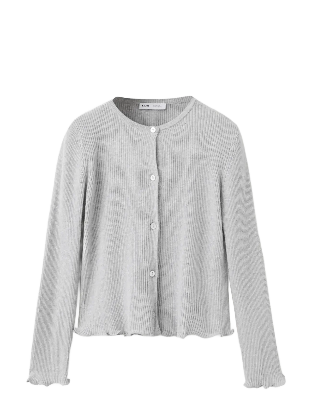 Mango Ribbed Cotton-Blend Cardigan, 11-12, Grey, Strik > Cardigans, Børn