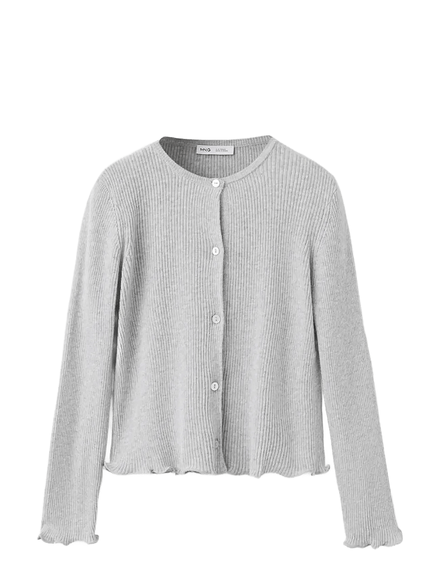 Mango - Ribbed cotton-blend cardigan - koftor - lt pastel grey - 0