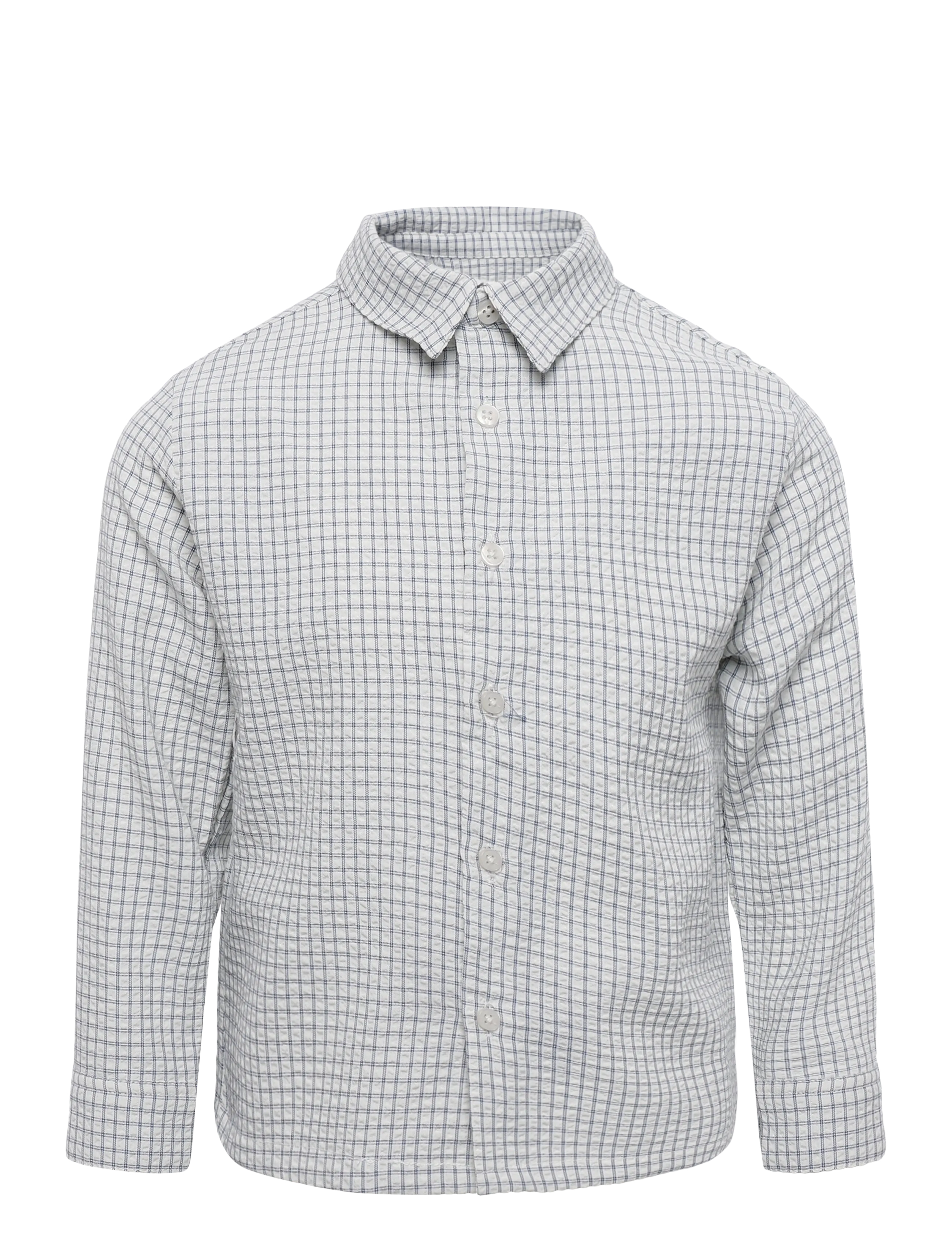 Mango Straight Checkered Shirt, Børn, Tern Skjorte, Hvid, Str: 104