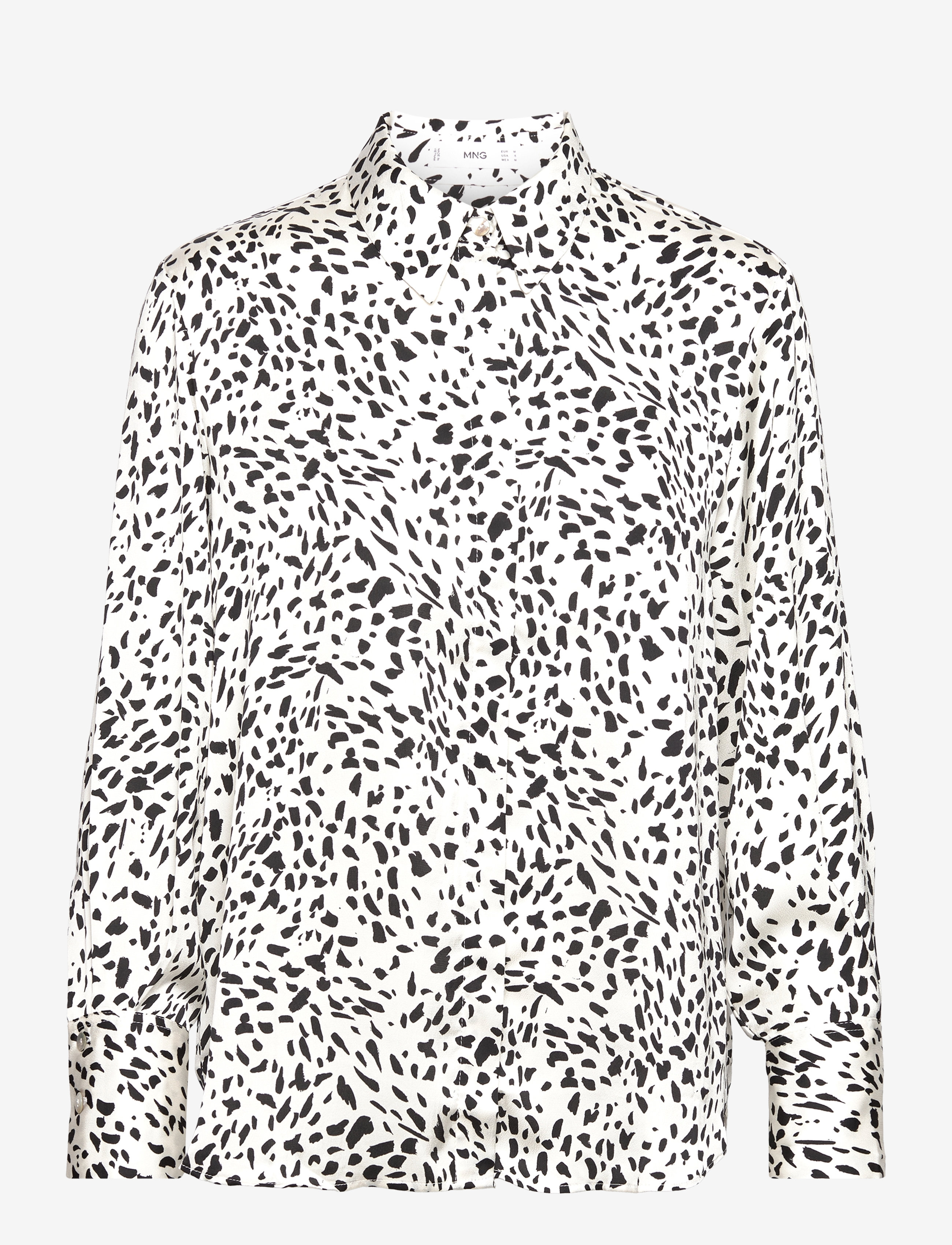 MANGO Satin Finish Flowy Shirt Patterned - 26 - Damen