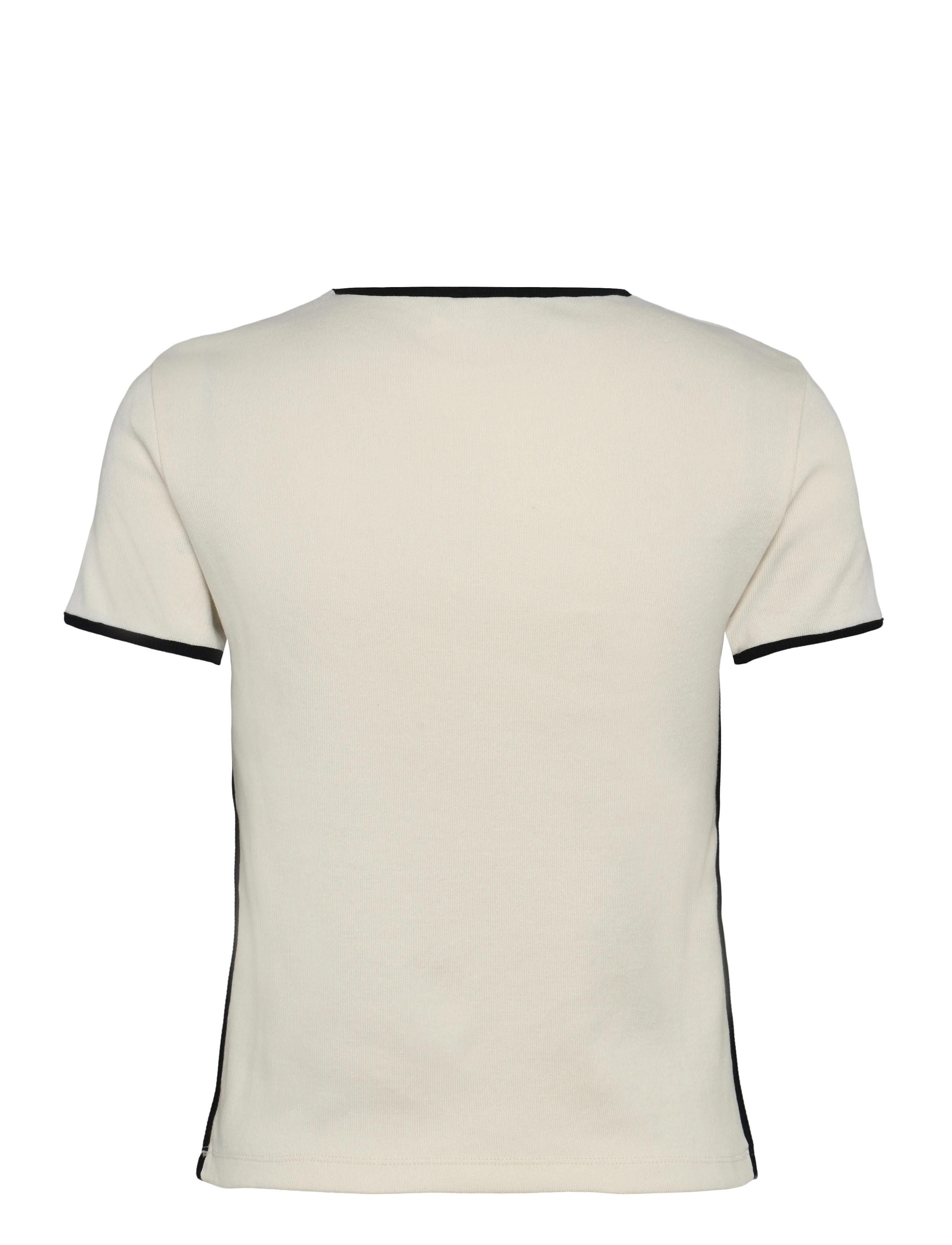 Mango - Cotton t-shirt with contrasting trim - t-shirts - light beige - 1