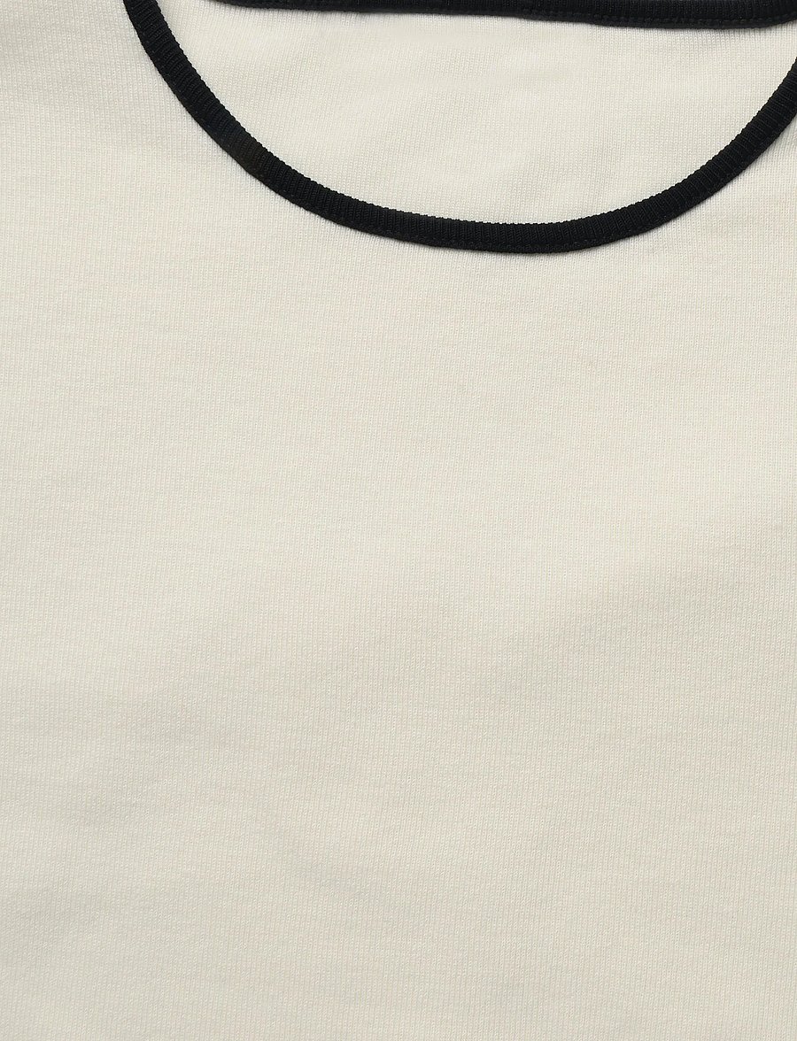 Mango - Cotton t-shirt with contrasting trim - t-shirts - light beige - 3