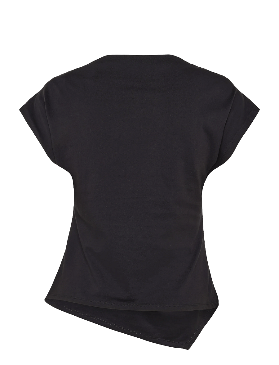 Mango - Asymmetric T-shirt with pleat detail - t-shirts - black - 2