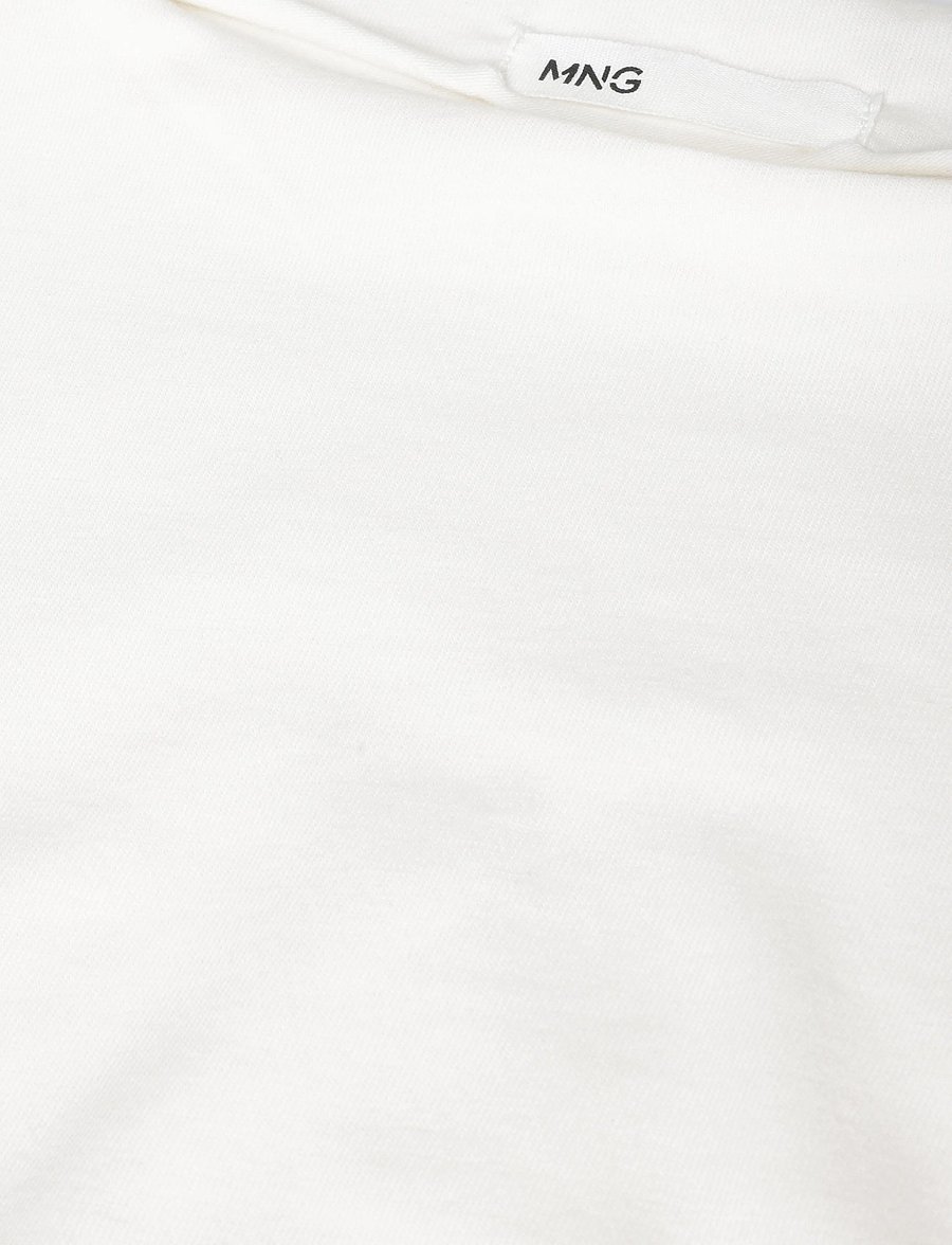 Mango - Asymmetric T-shirt with pleat detail - t-shirts - natural white - 4
