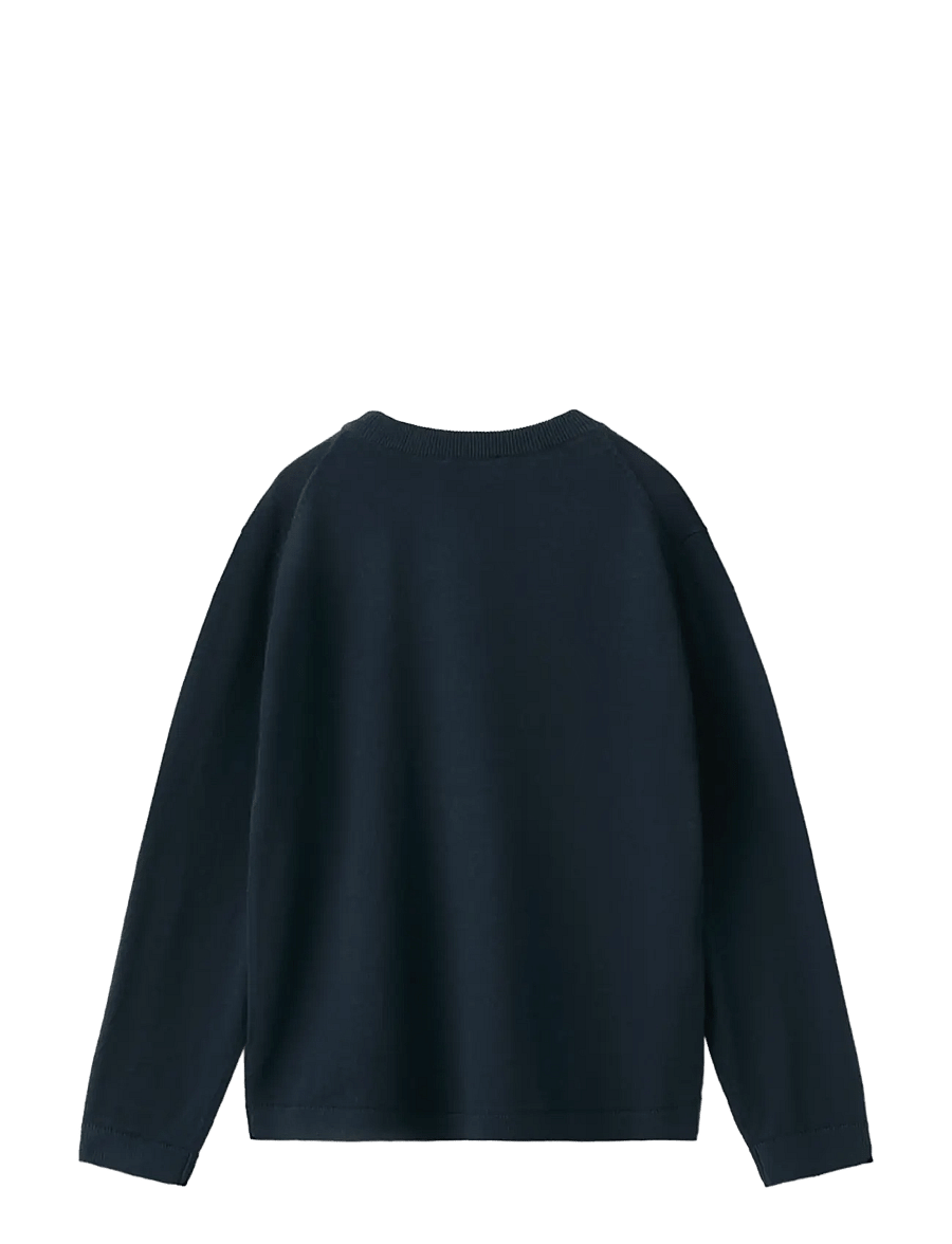 Mango - 100% cotton fine-knit sweater - stickade tröjor - navy - 1
