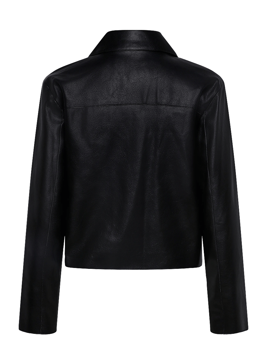Mango - Faux leather zip-up jacket - læderjakker - black - 2