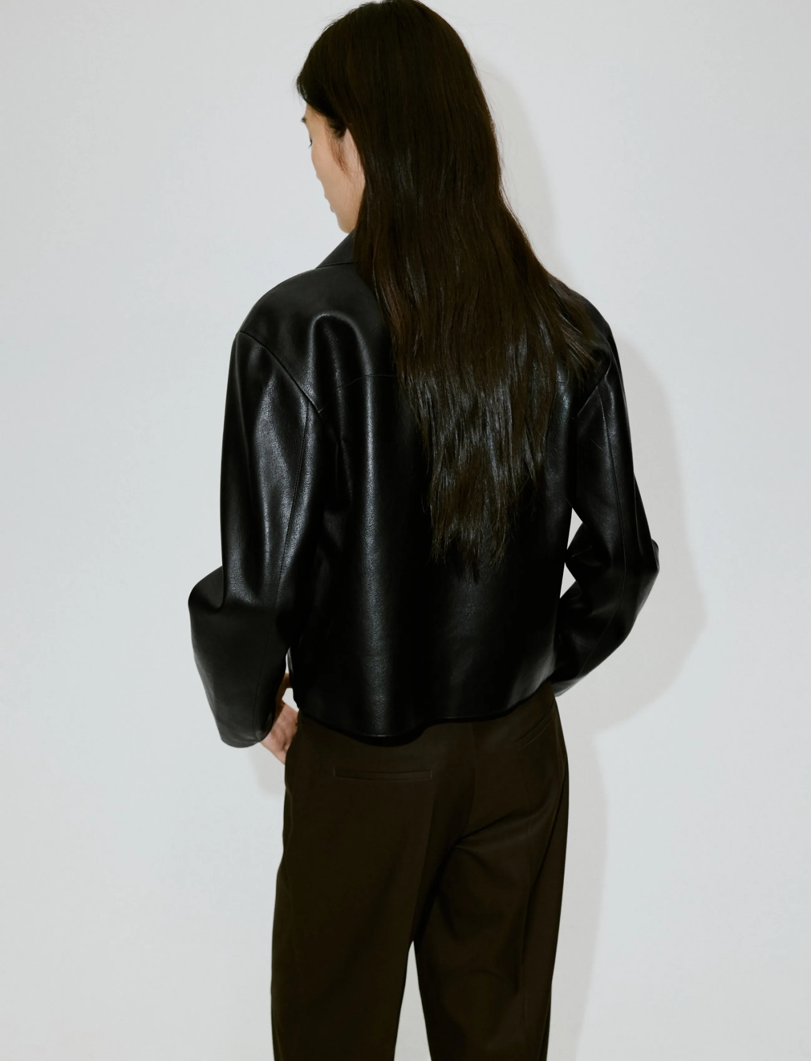 Mango - Faux leather zip-up jacket - black - 2