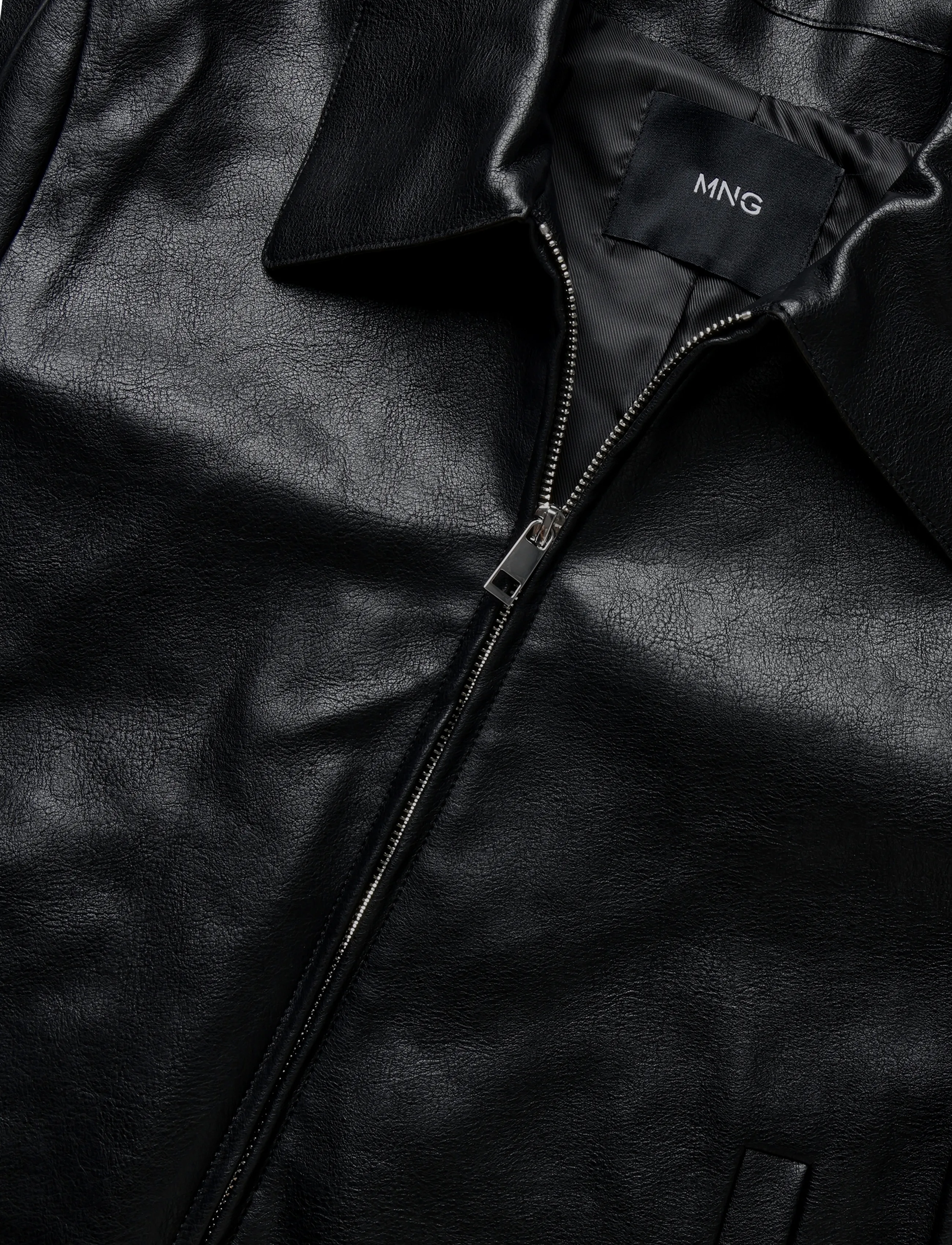 Mango - Faux leather zip-up jacket - læderjakker - black - 4