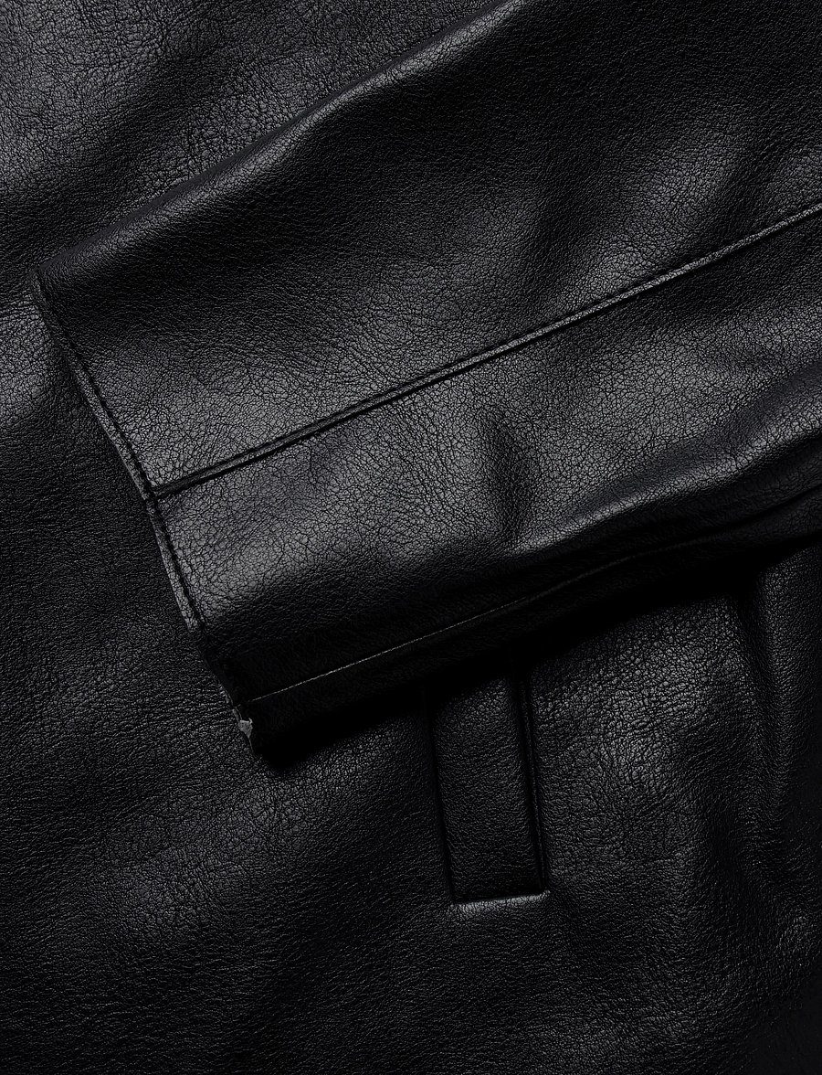 Mango - Faux leather zip-up jacket - læderjakker - black - 5