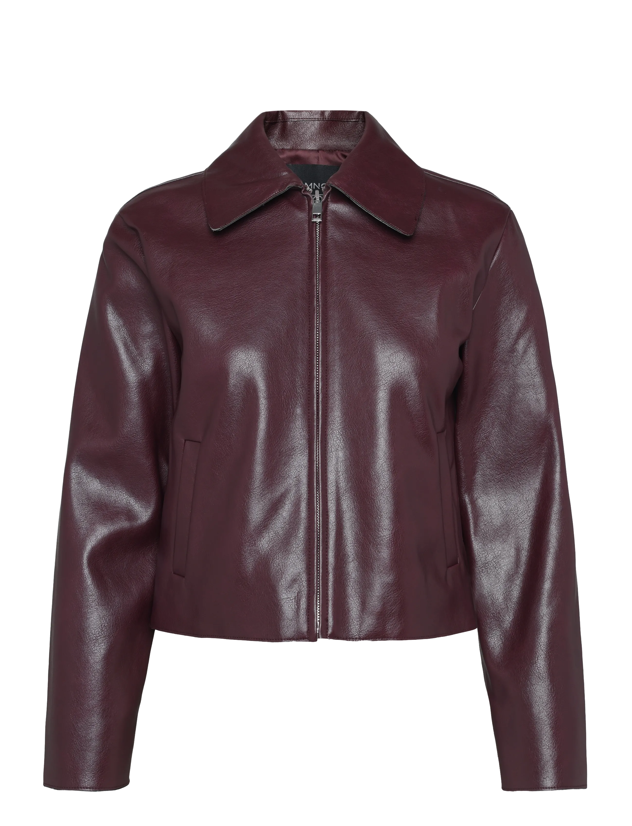 Mango - Faux leather zip-up jacket - skinnjackor - dark red - 1
