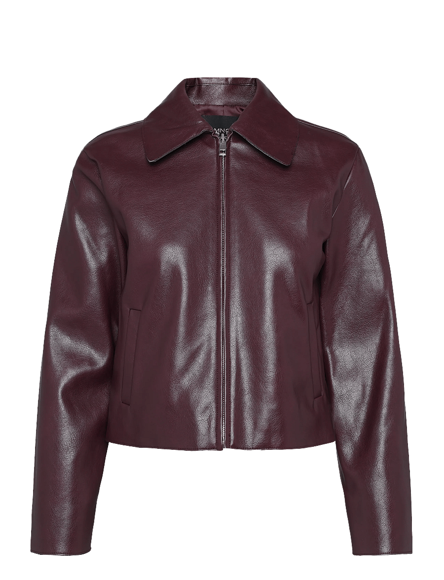 Mango - Faux leather zip-up jacket - skinnjackor - dark red - 1