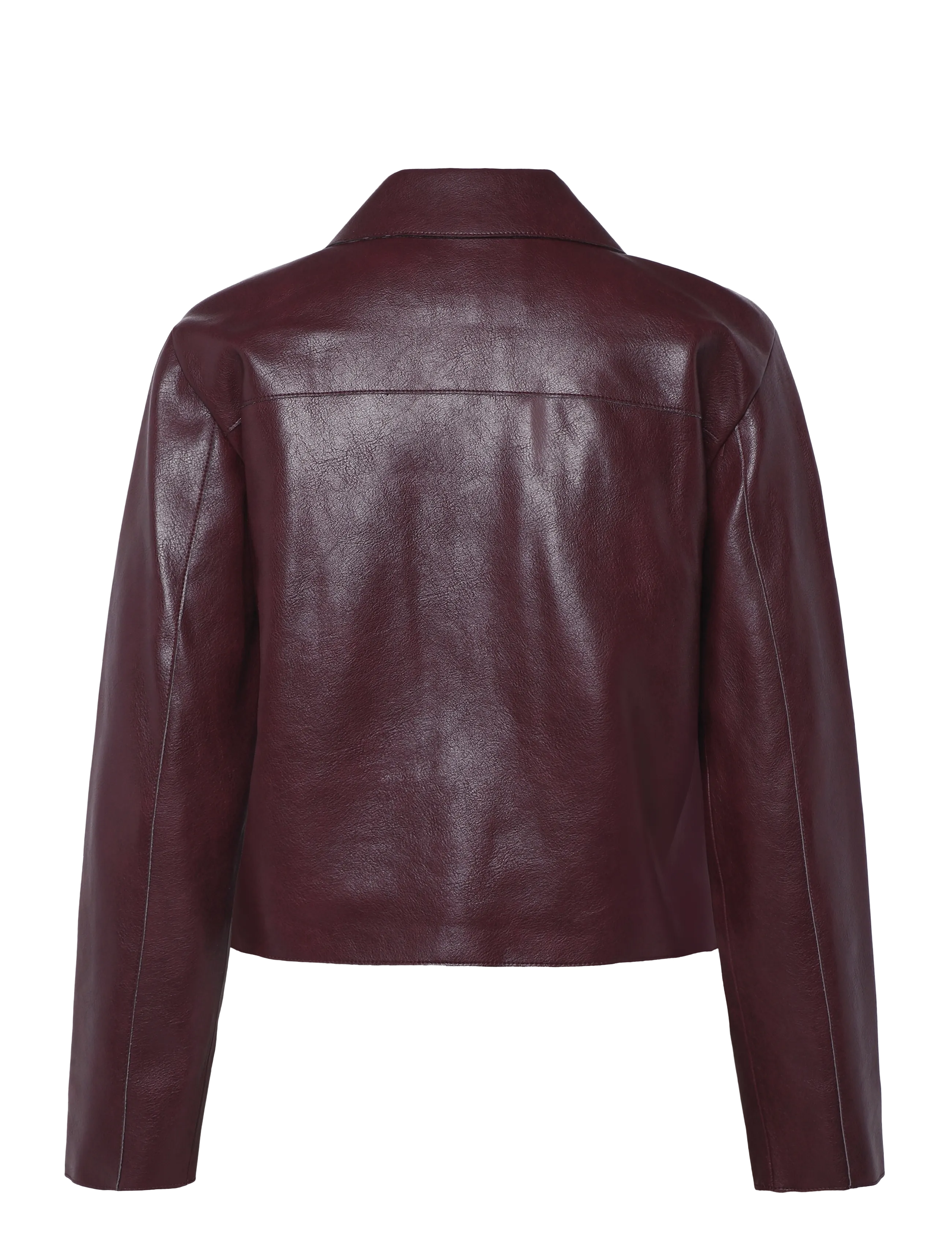 Mango - Faux leather zip-up jacket - skinnjackor - dark red - 2