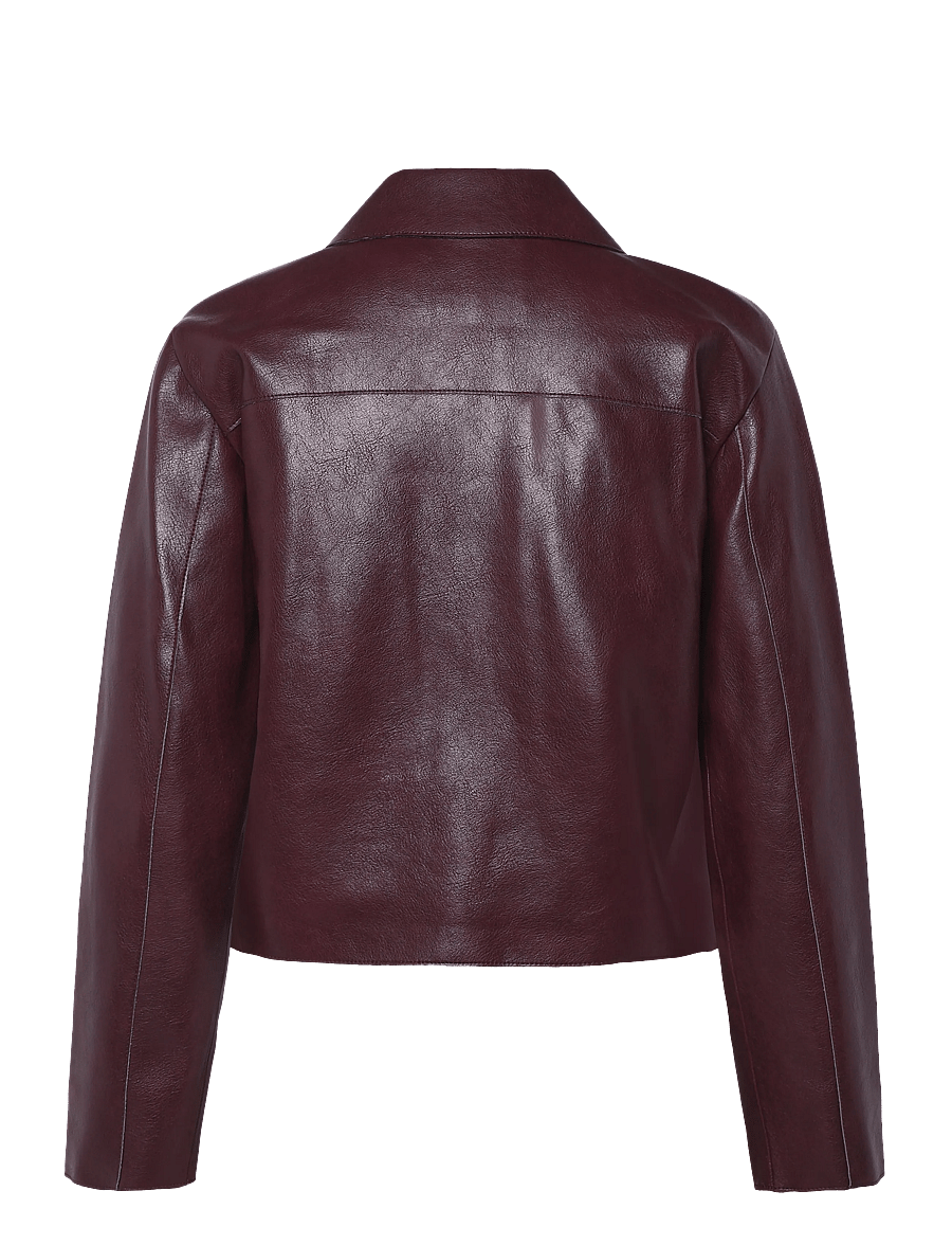 Mango - Faux leather zip-up jacket - skinnjackor - dark red - 2
