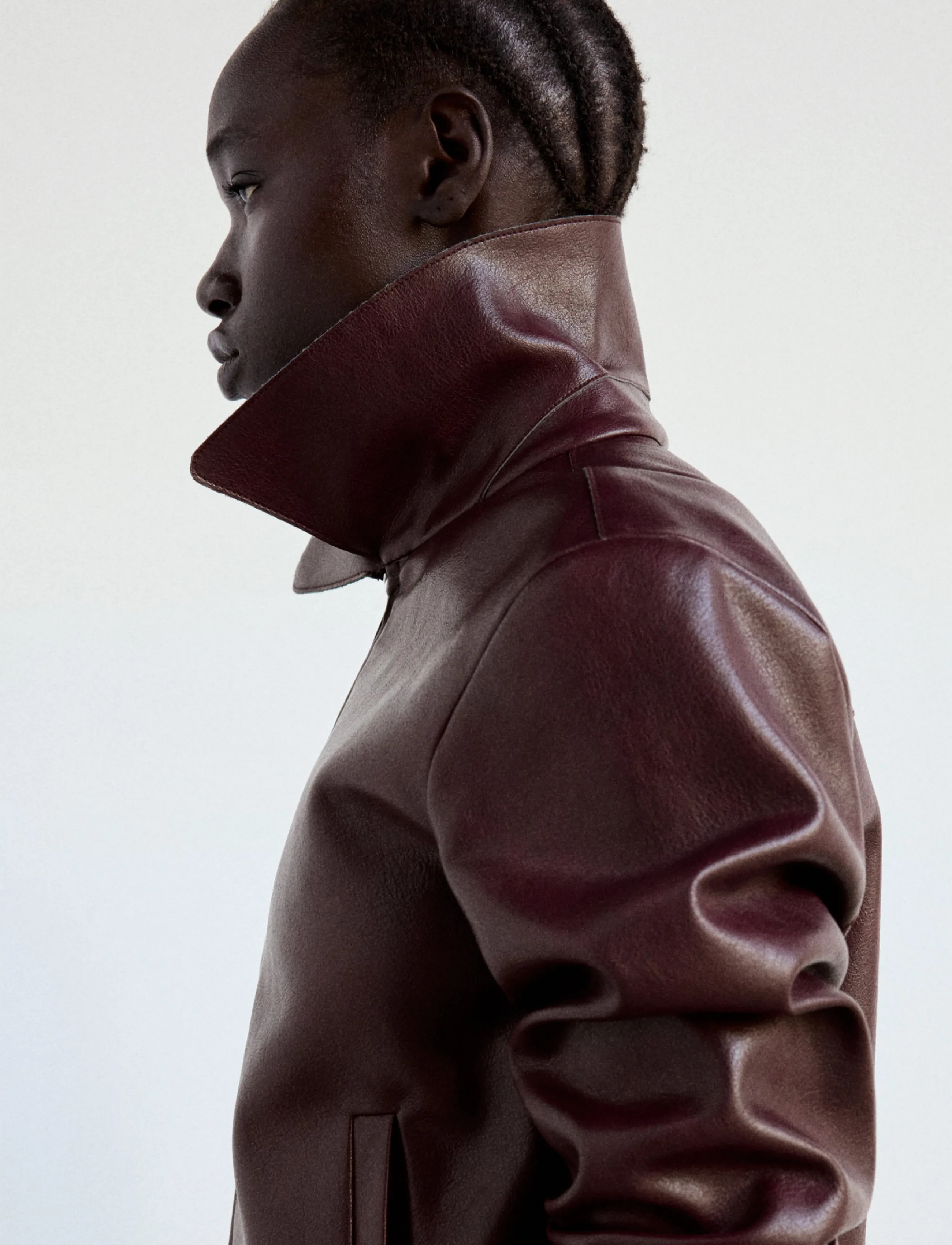 Mango Faux leather zip-up jacket - Säsongens färger - DARK RED / burgundy