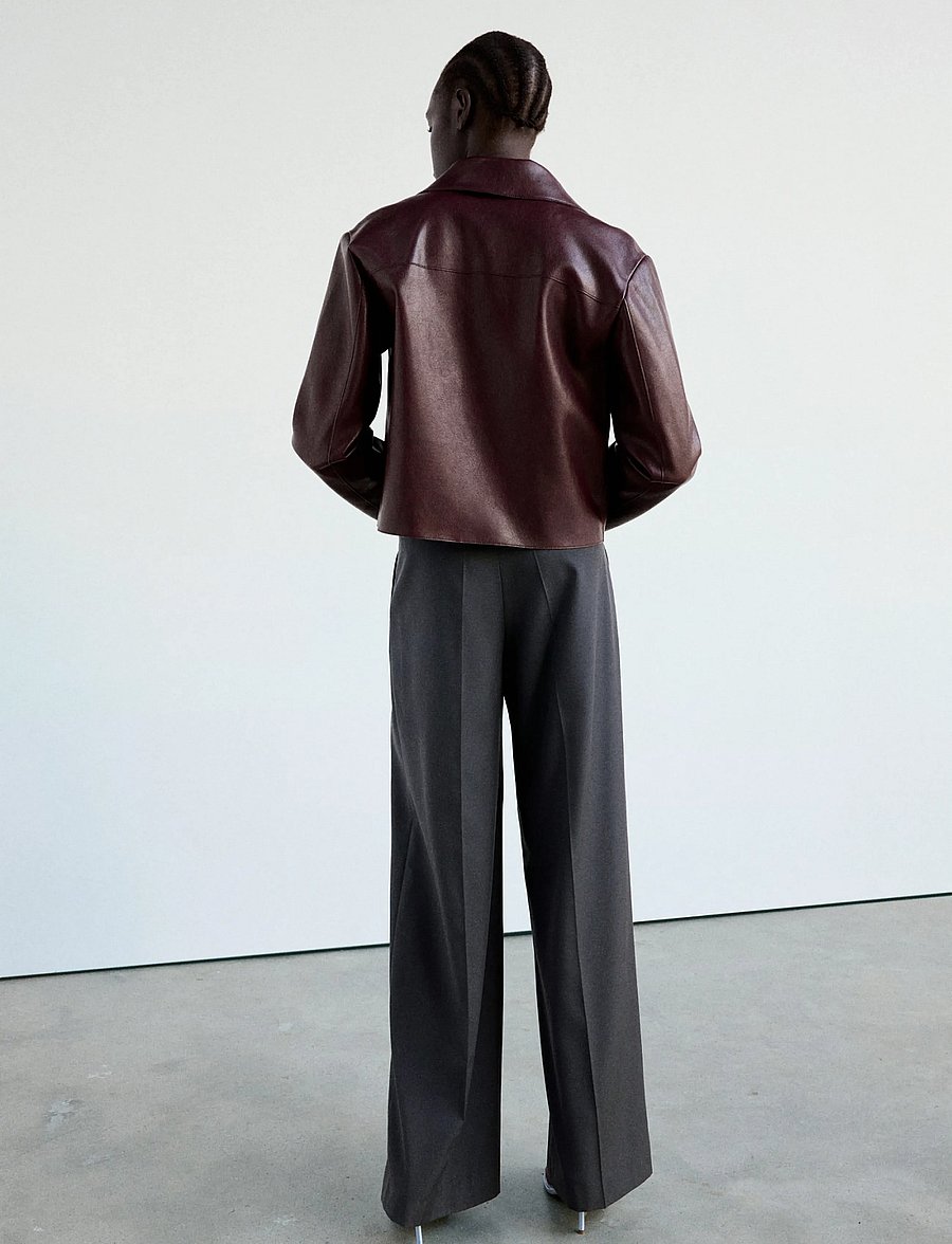 Mango - Faux leather zip-up jacket - vårjackor - dark red - 2
