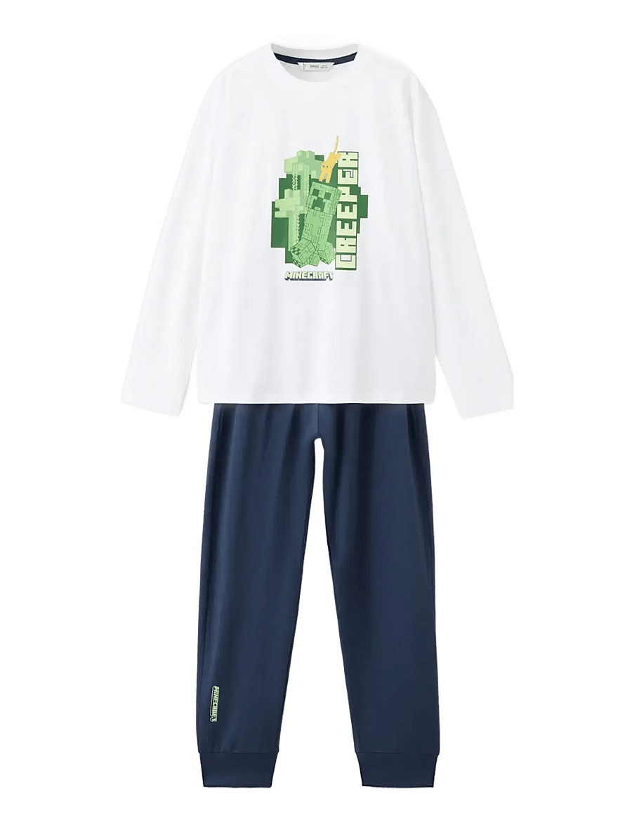 Mango - Full printed cotton pyjamas set - pyjamasset - navy - 0