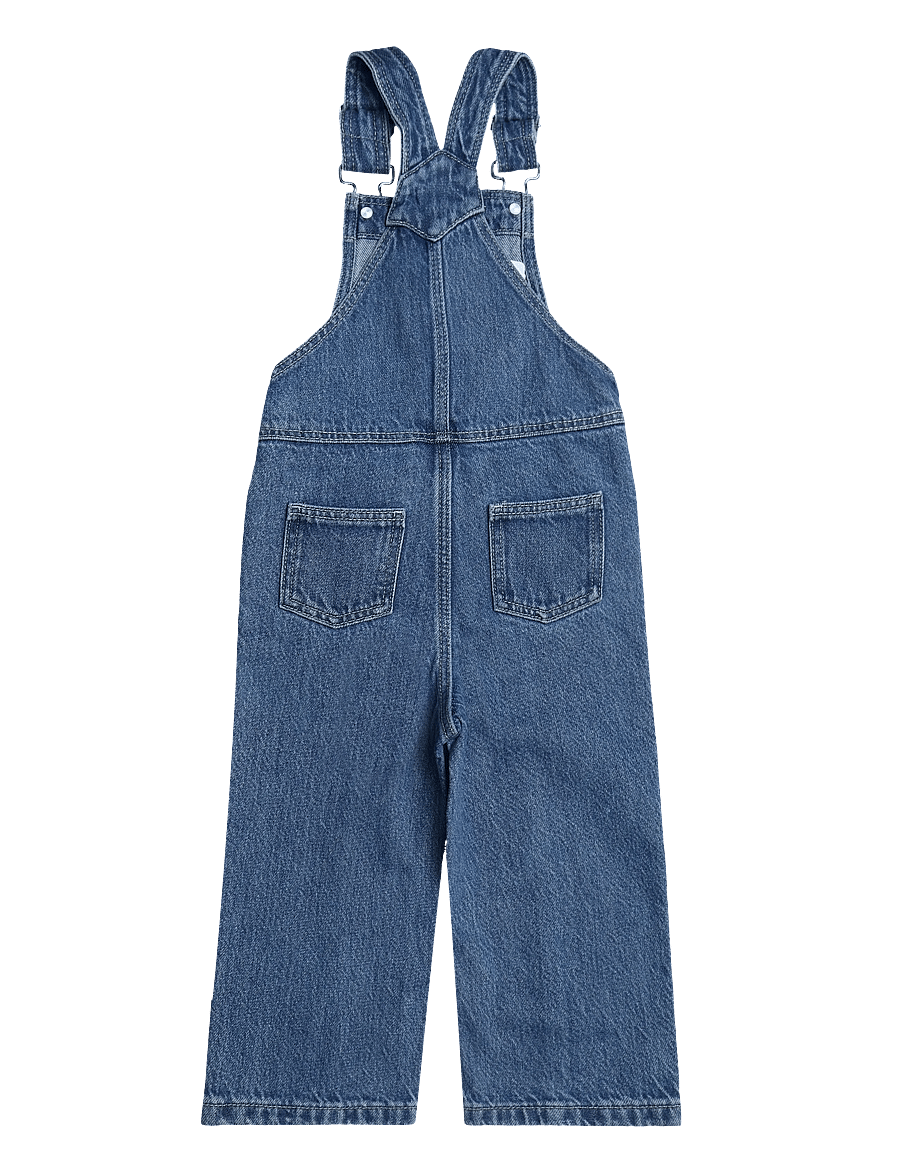 Mango - Denim dungarees with contrast stitching - buksedragter - open blue - 1