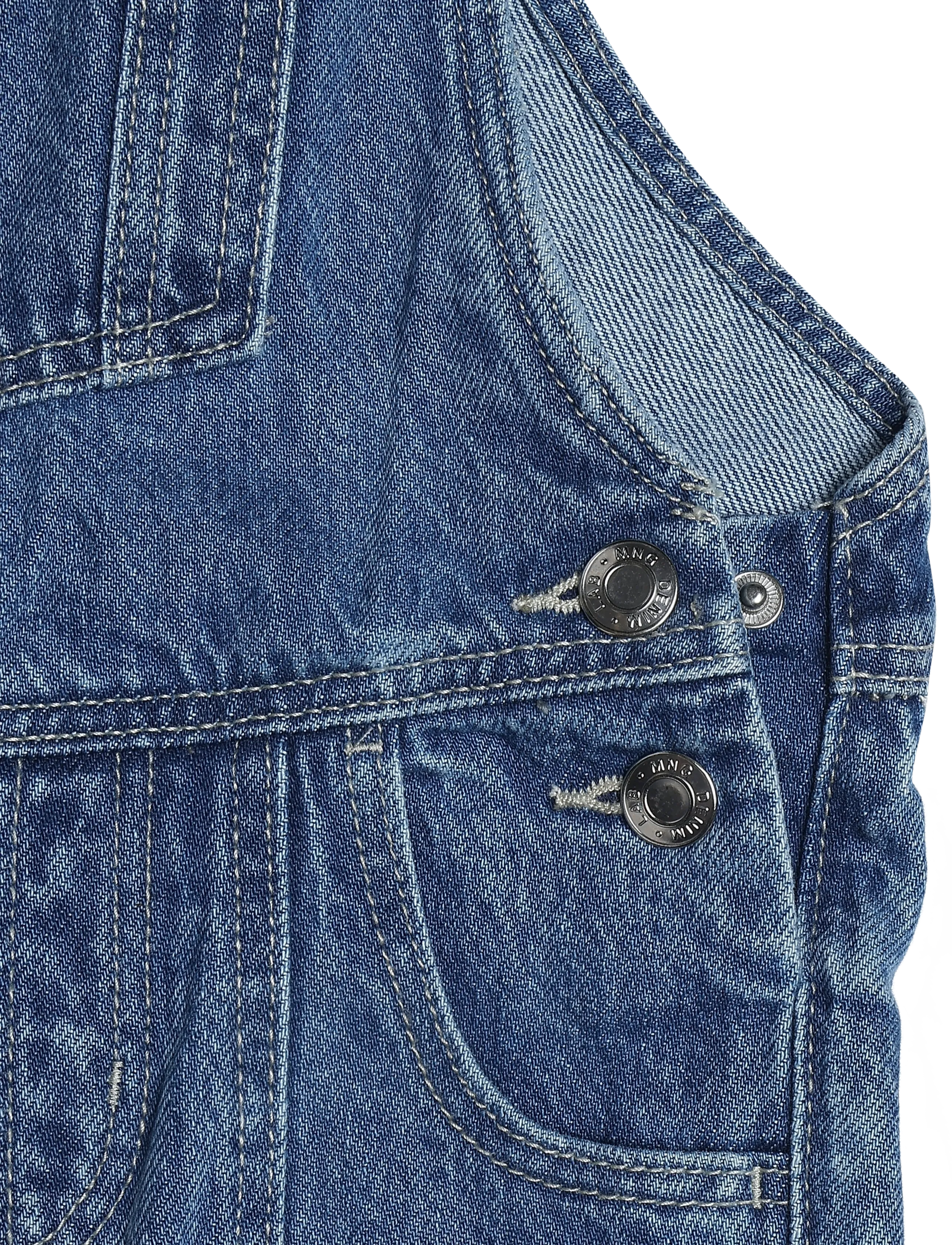 Mango - Denim dungarees with contrast stitching - buksedragter - open blue - 3