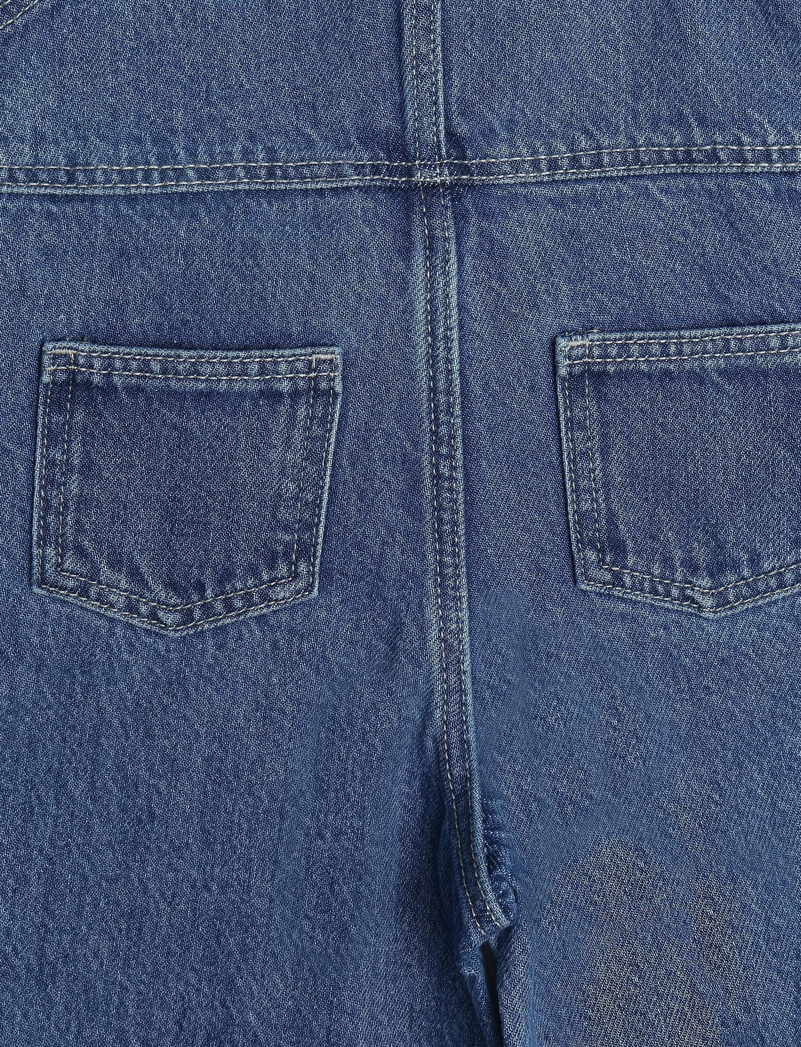 Mango - Denim dungarees with contrast stitching - buksedragter - open blue - 5