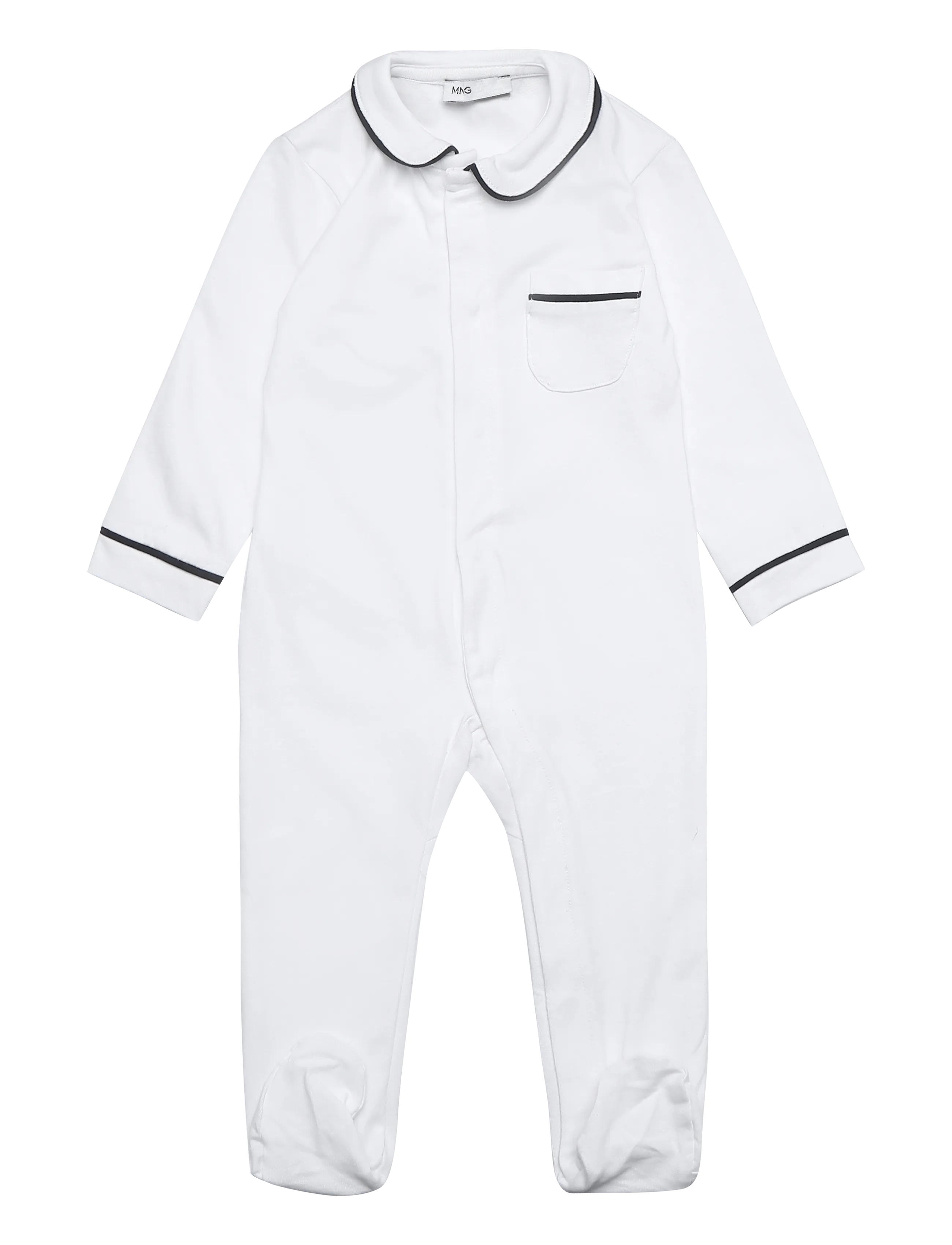 Mango Contrast trim pyjama onesie - Natdragter - NAVY / white