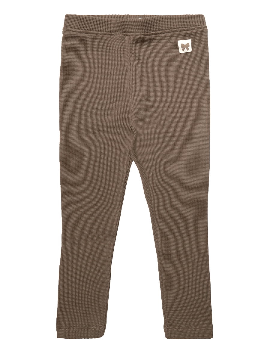 Mango - Waffle cotton leggings - leggings - brown - 0