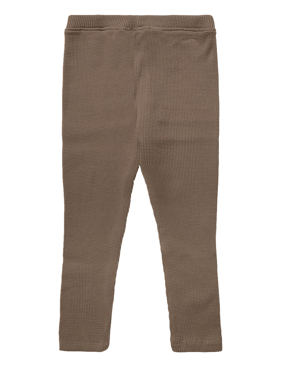 Mango - Waffle cotton leggings - leggings - brown - 1