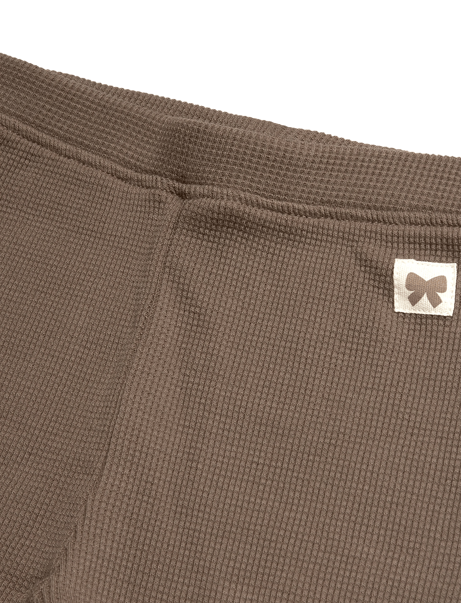 Mango - Waffle cotton leggings - leggings - brown - 2