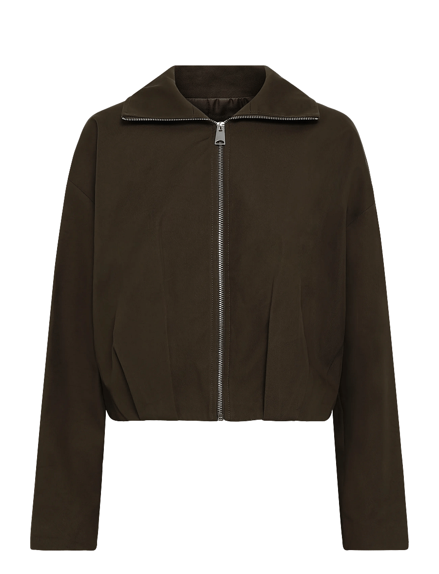 Mango - Oversized funnel-neck jacket - vårjackor - dark brown - 0