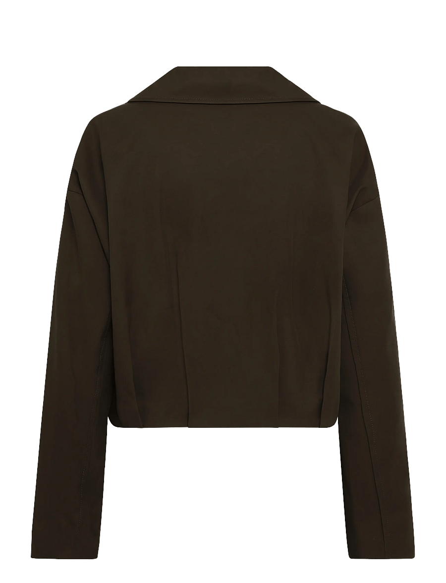Mango - Oversized funnel-neck jacket - vårjackor - dark brown - 1