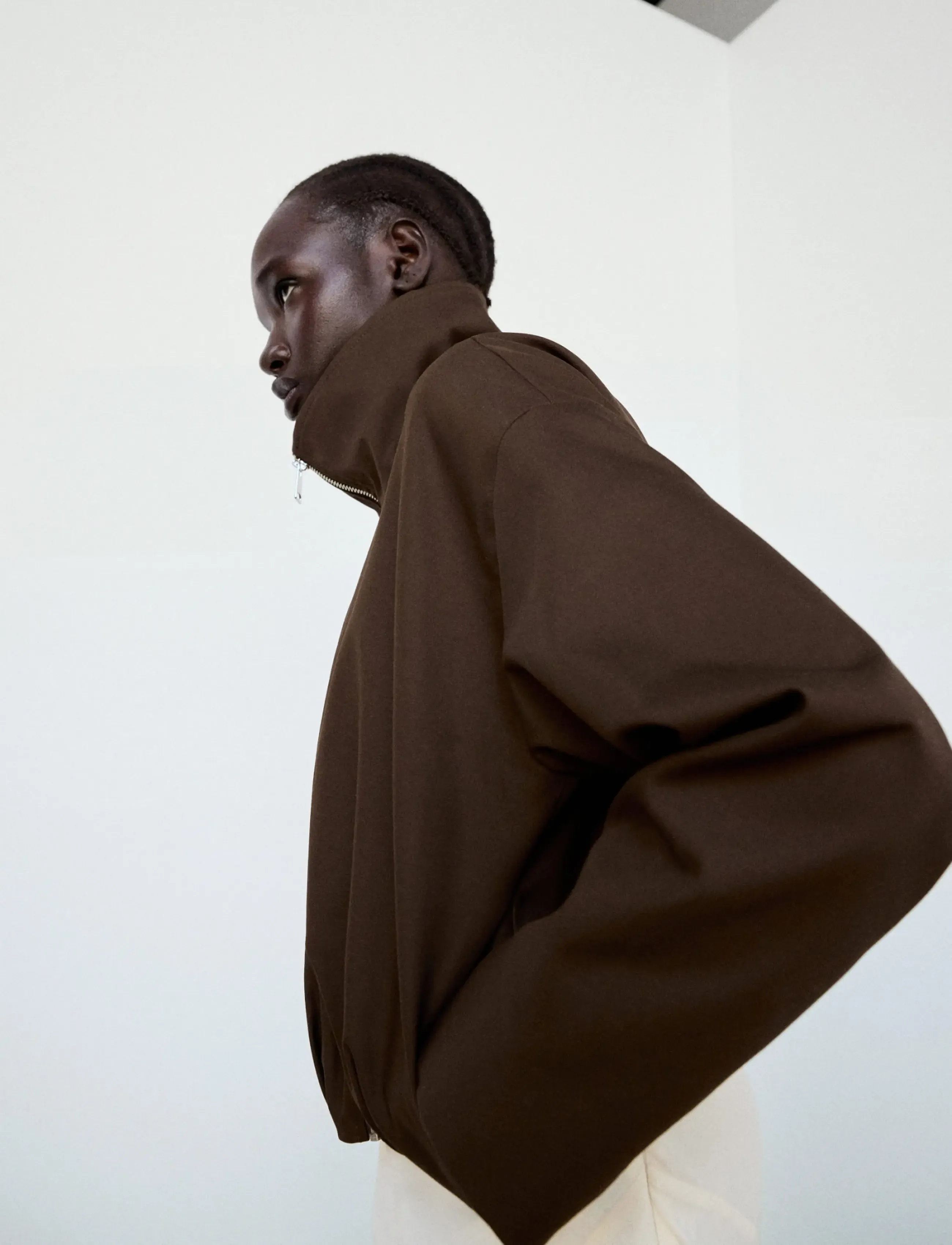 Mango Oversized funnel-neck jacket - Jackor & Kappor - DARK BROWN / brown