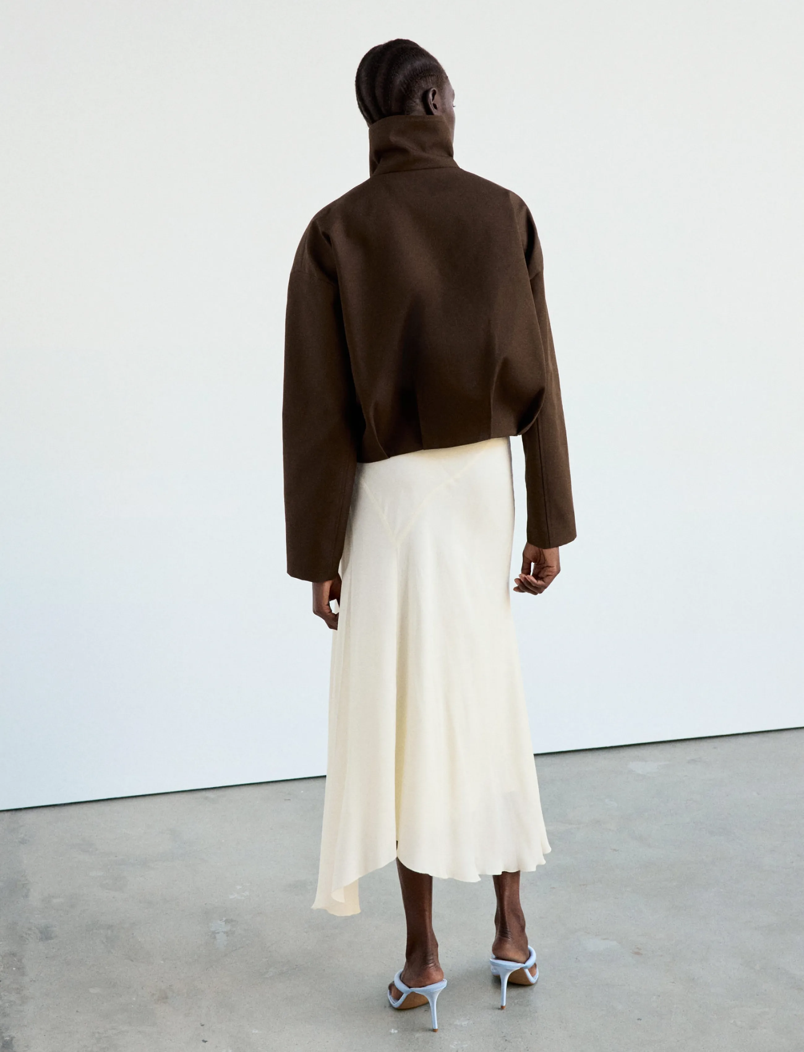 Mango - Oversized funnel-neck jacket - bomberjakker - dark brown - 3
