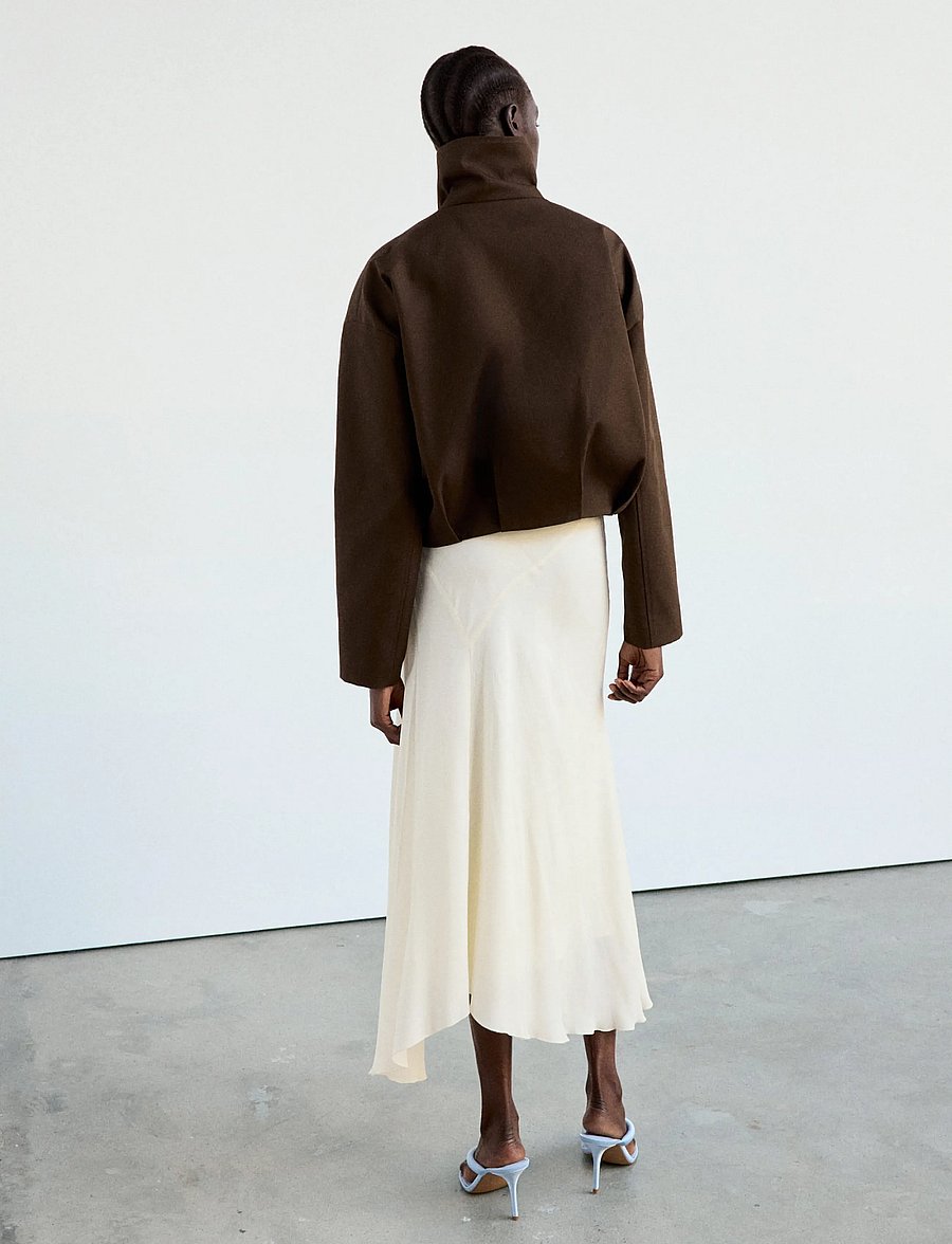 Mango - Oversized funnel-neck jacket - bomberjakker - dark brown - 3