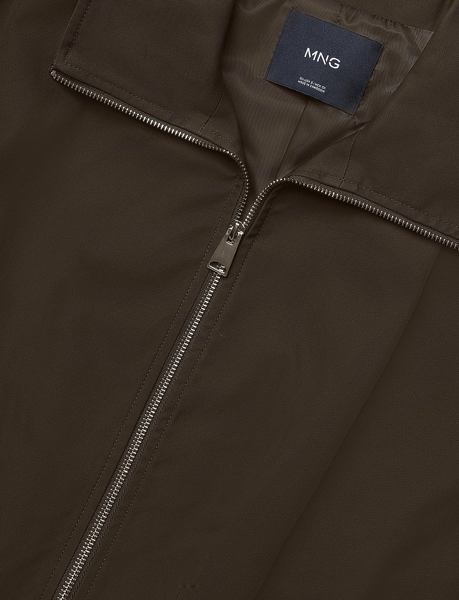 Mango - Oversized funnel-neck jacket - vårjackor - dark brown - 2