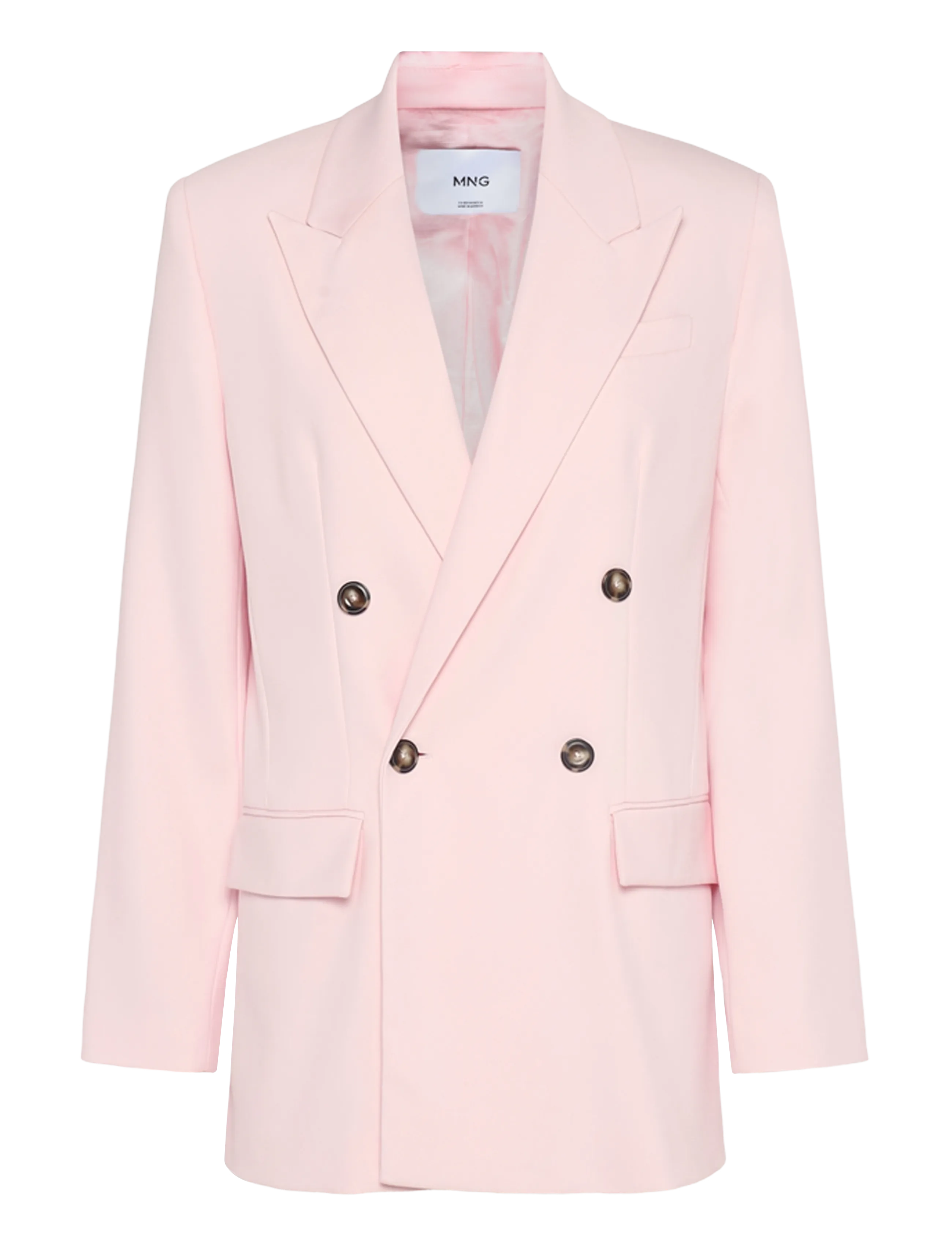Mango Double-breasted cotton blend suit blazer - Dobbeltradede blazere - LT-PASTEL PINK / pink/rose