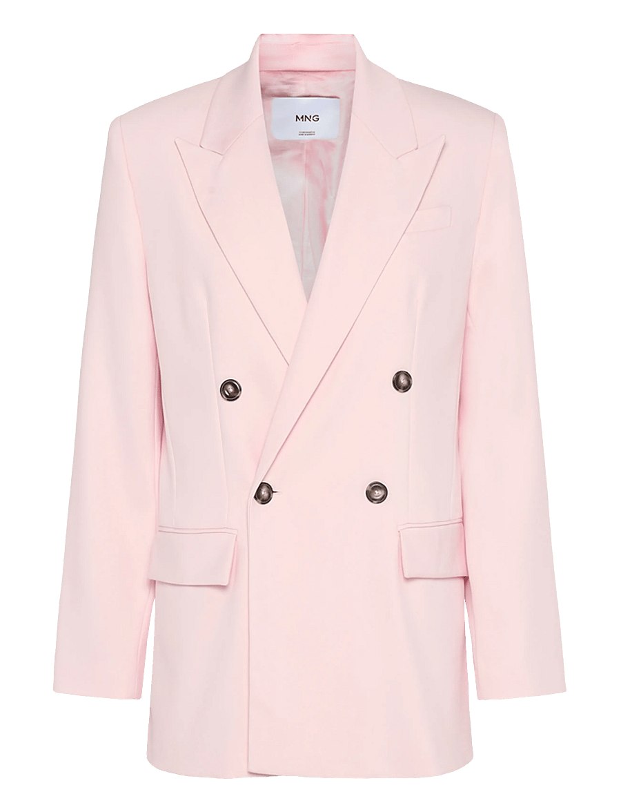 Mango - Double-breasted cotton blend suit blazer - dubbelknäppta kavajer - lt-pastel pink - 1