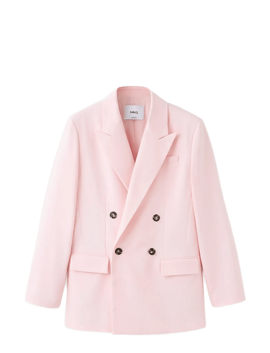 Mango - Double-breasted cotton blend suit blazer - dobbeltradede blazere - lt-pastel pink - 1