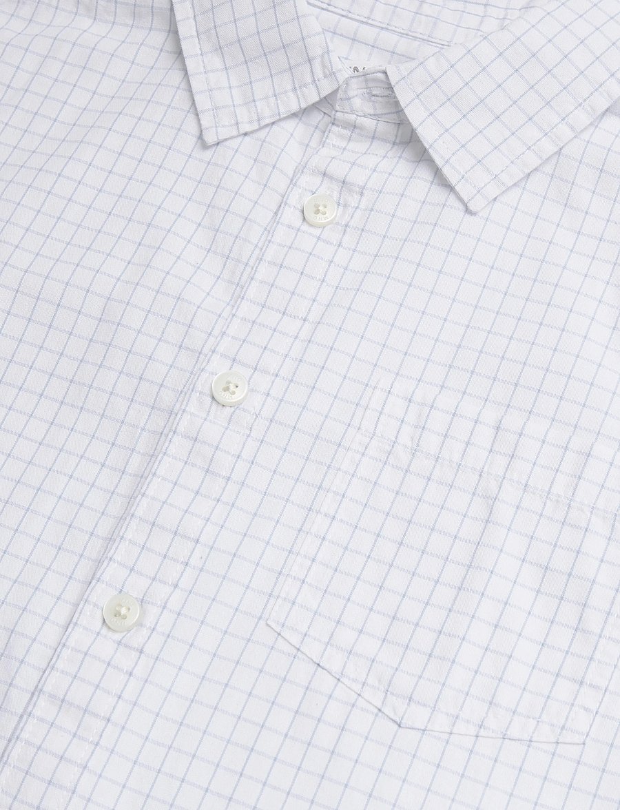 Mango - Check cotton shirt - langærmede skjorter - white - 2