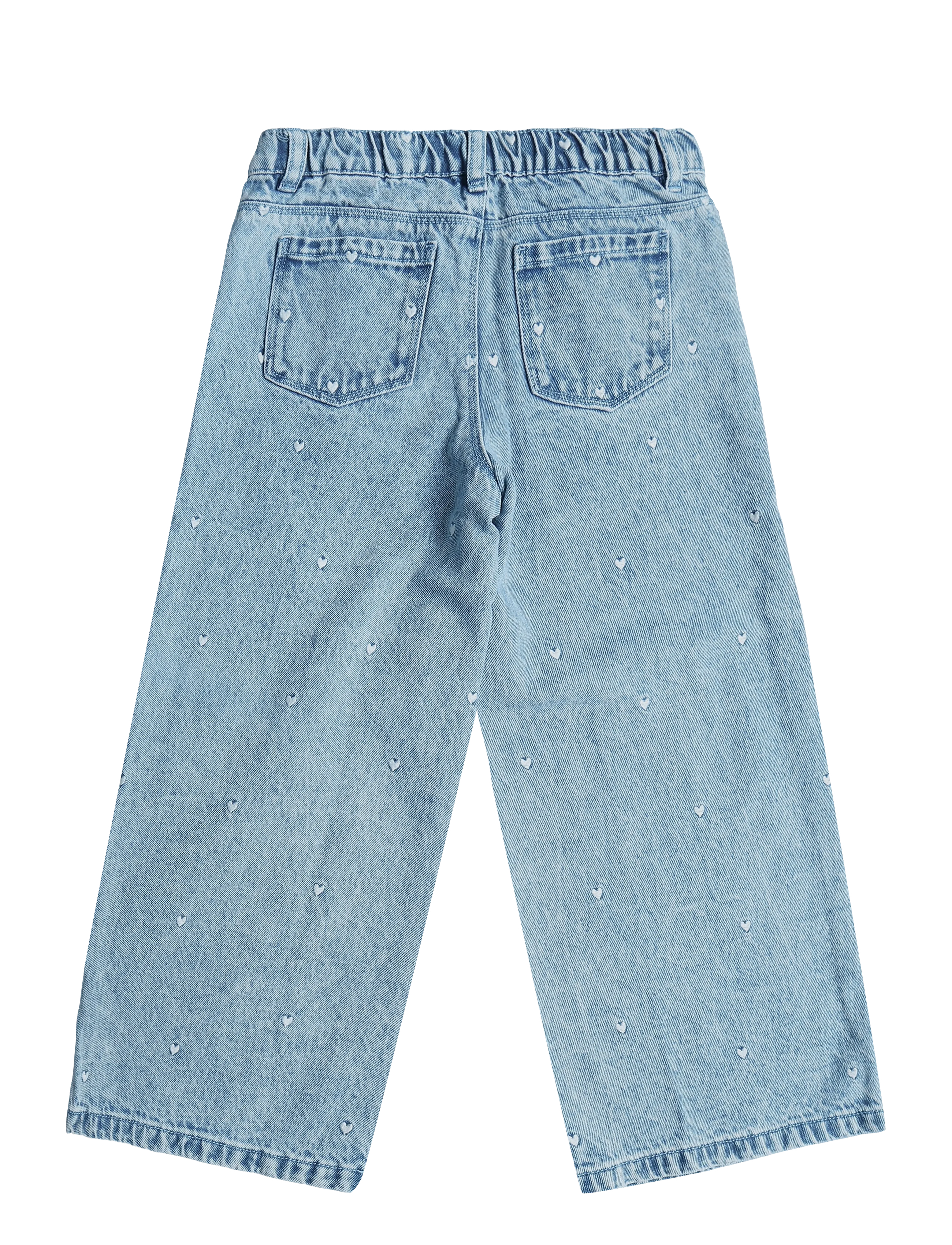 Mango - Palazzo jeans with embroidered hearts - brede jeans - open blue - 1