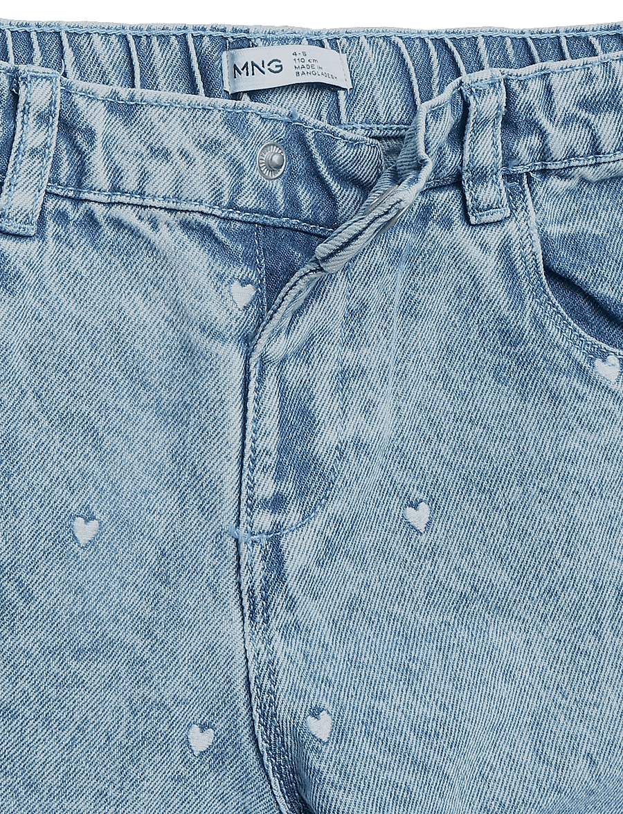 Mango - Palazzo jeans with embroidered hearts - brede jeans - open blue - 2