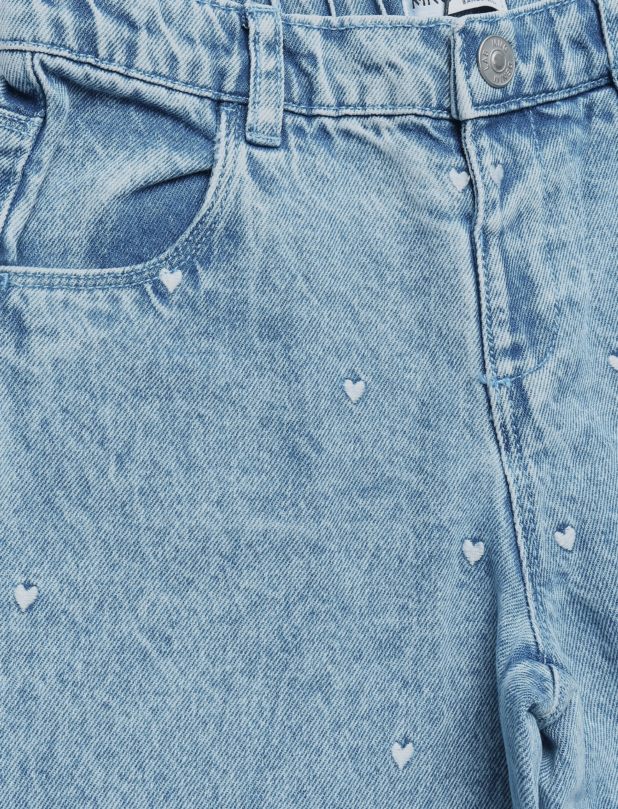 Mango - Palazzo jeans with embroidered hearts - brede jeans - open blue - 4