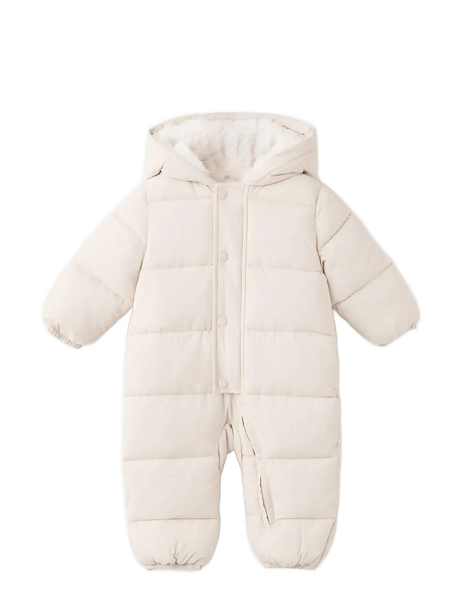 Mango - Quilted hoodie with fur hood - vinteroveraller - lt pastel brown - 0