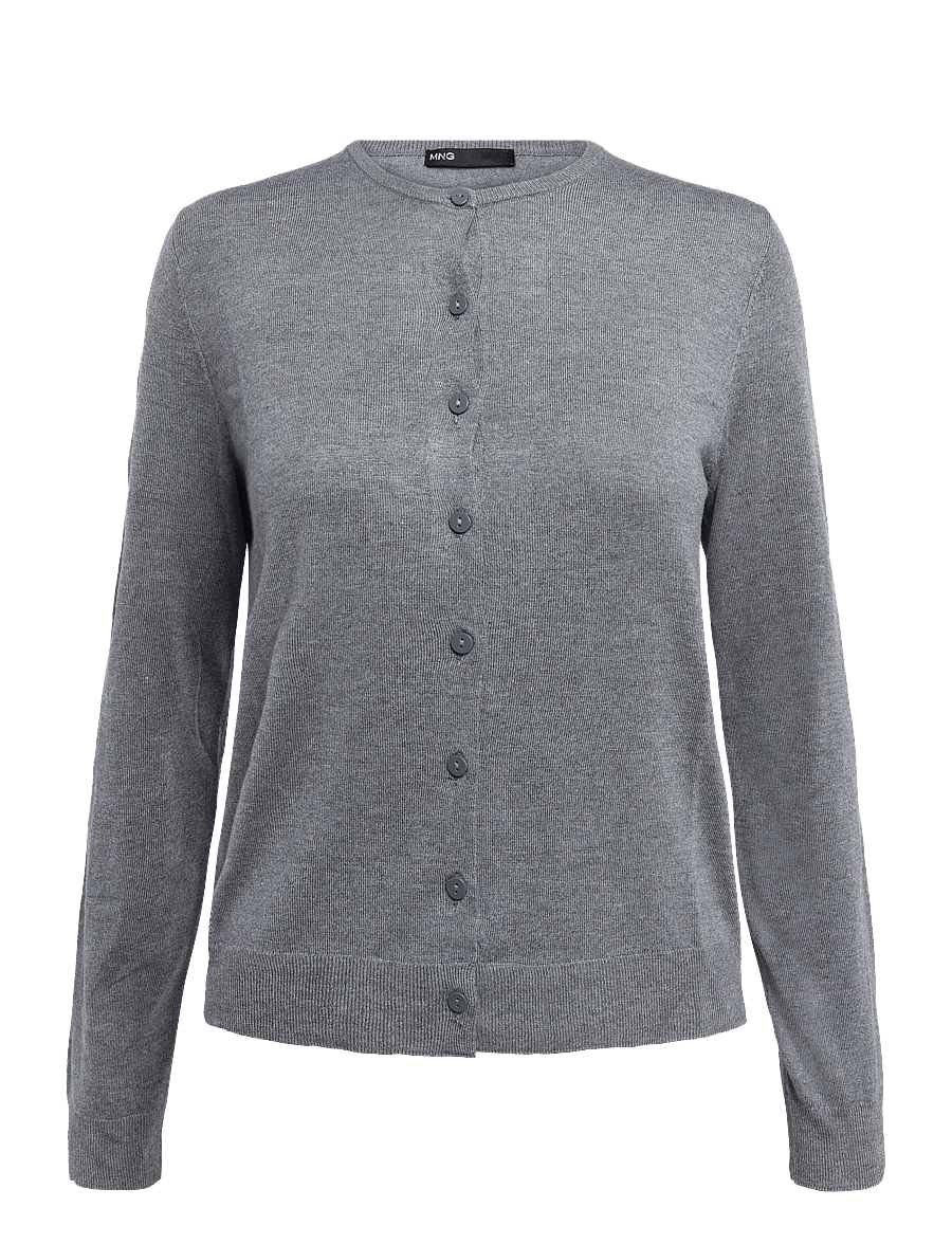 Mango - Knitted button cardigan - koftor - grey - 1