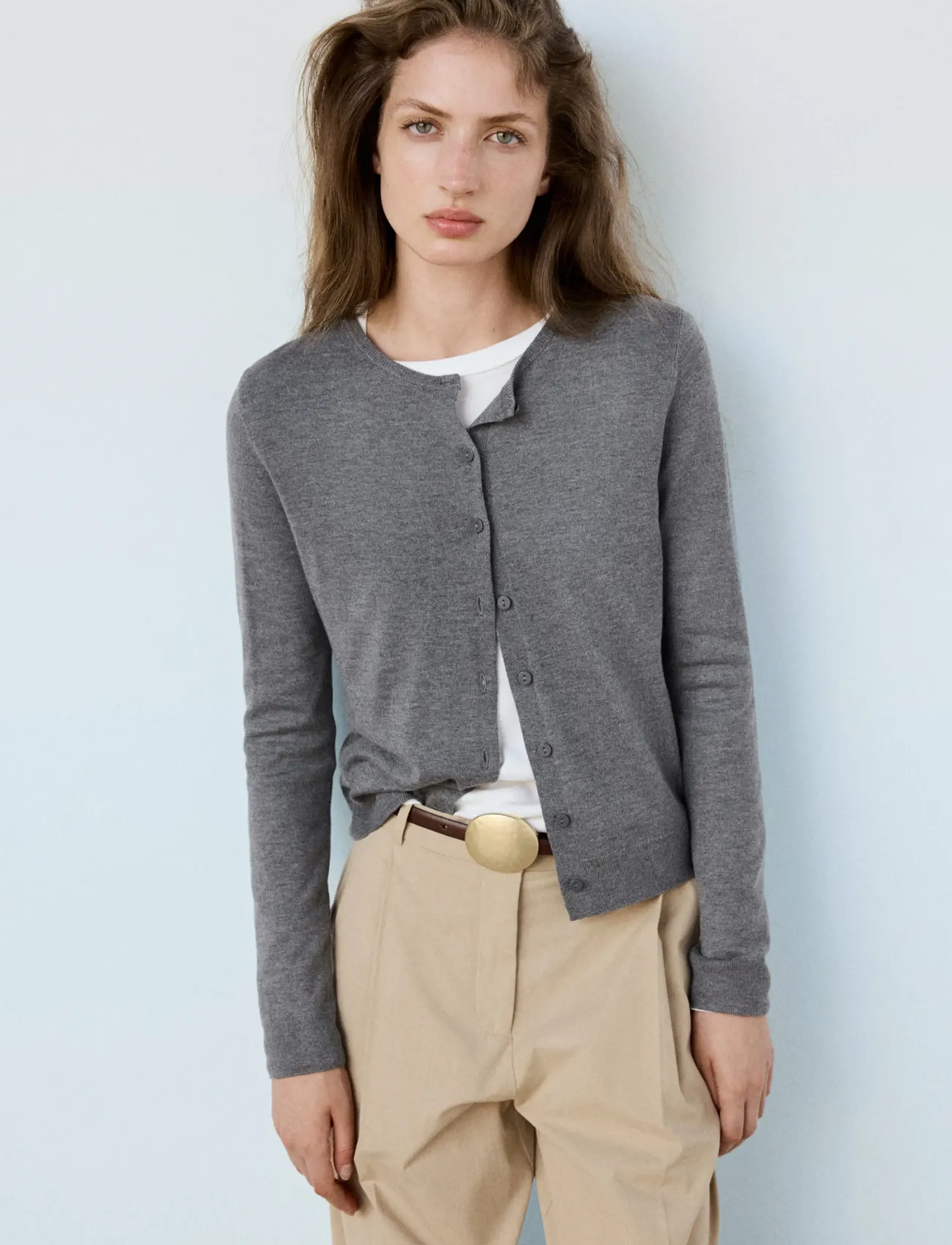 Mango - Knitted button cardigan - koftor - grey - 0
