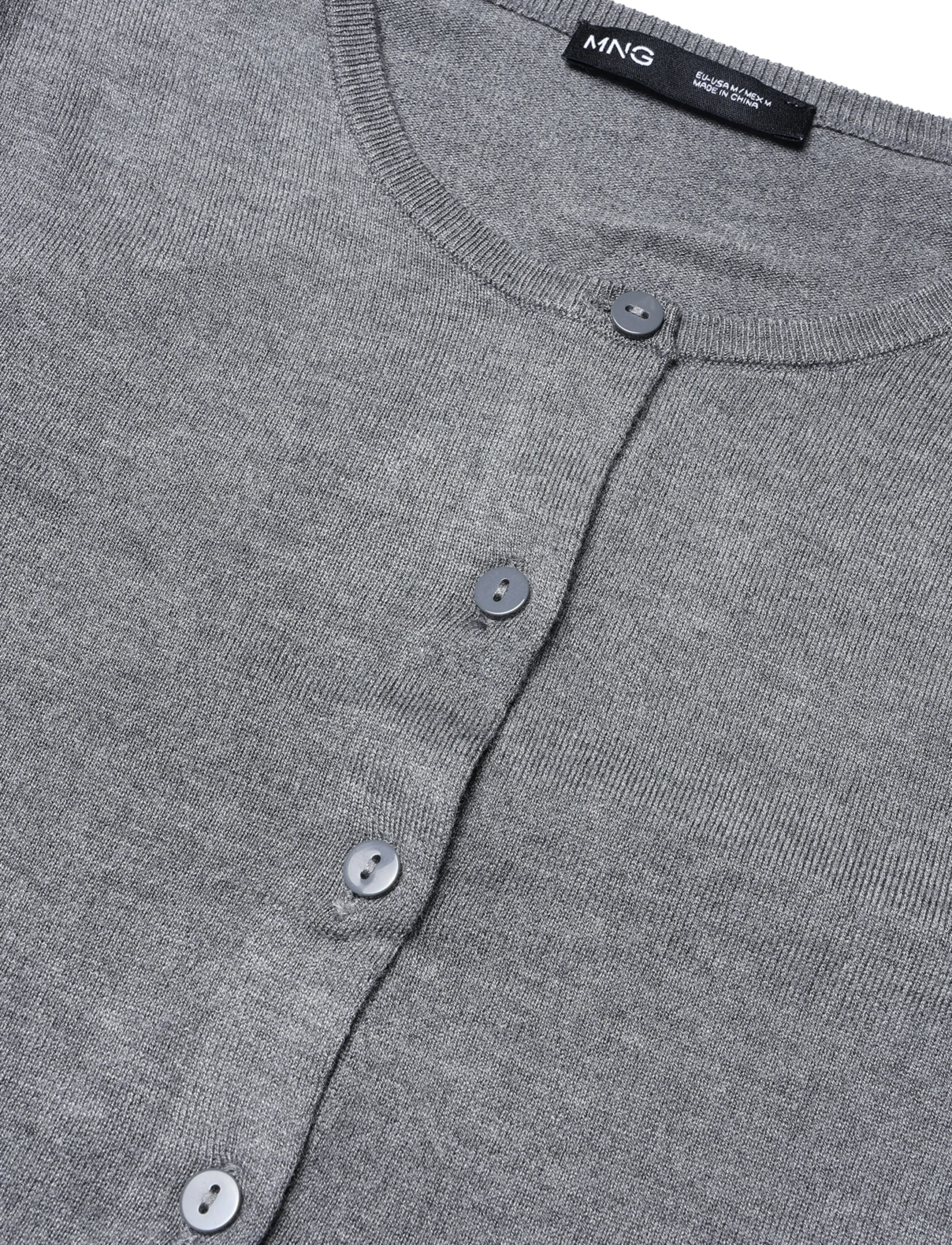 Mango - Knitted button cardigan - koftor - grey - 4