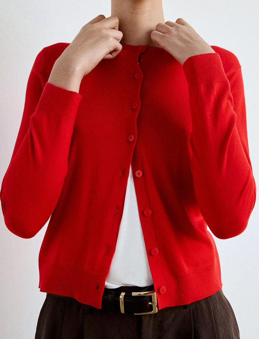 Mango - Knitted button cardigan - cardigans - red - 0