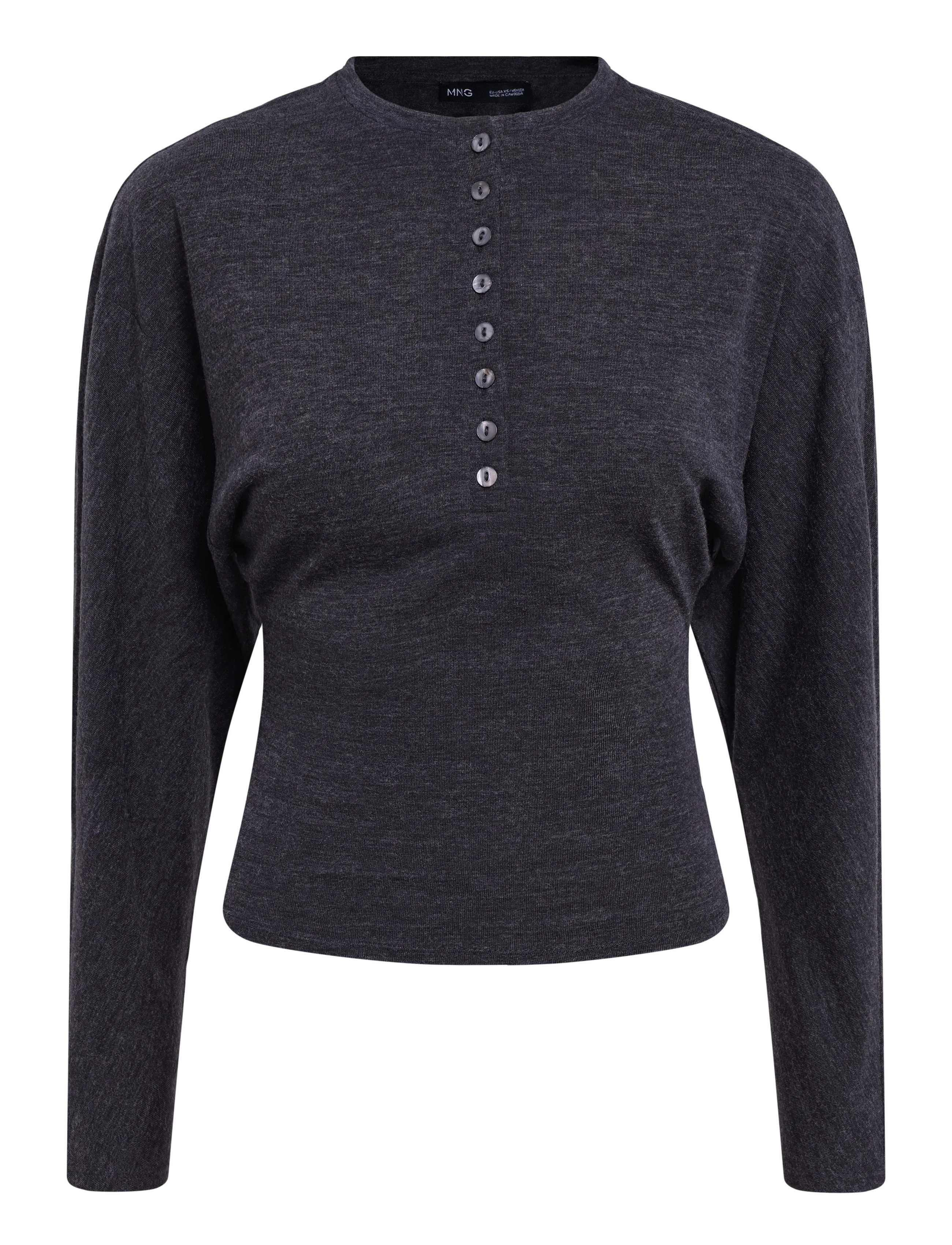 Mango Buttoned knit sweater - Kläder - GREY / grey